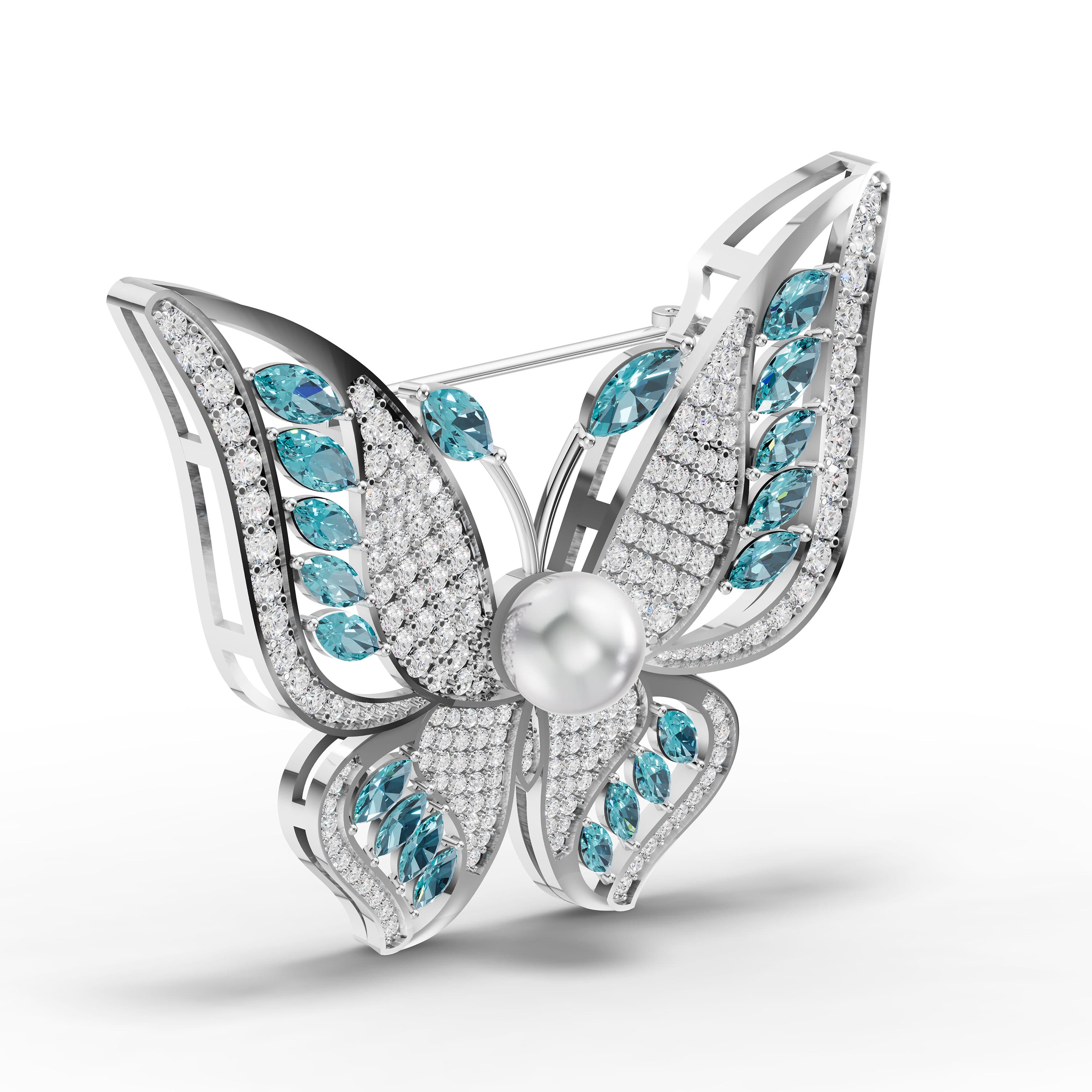 Cobalt Aquamarine Brooch
