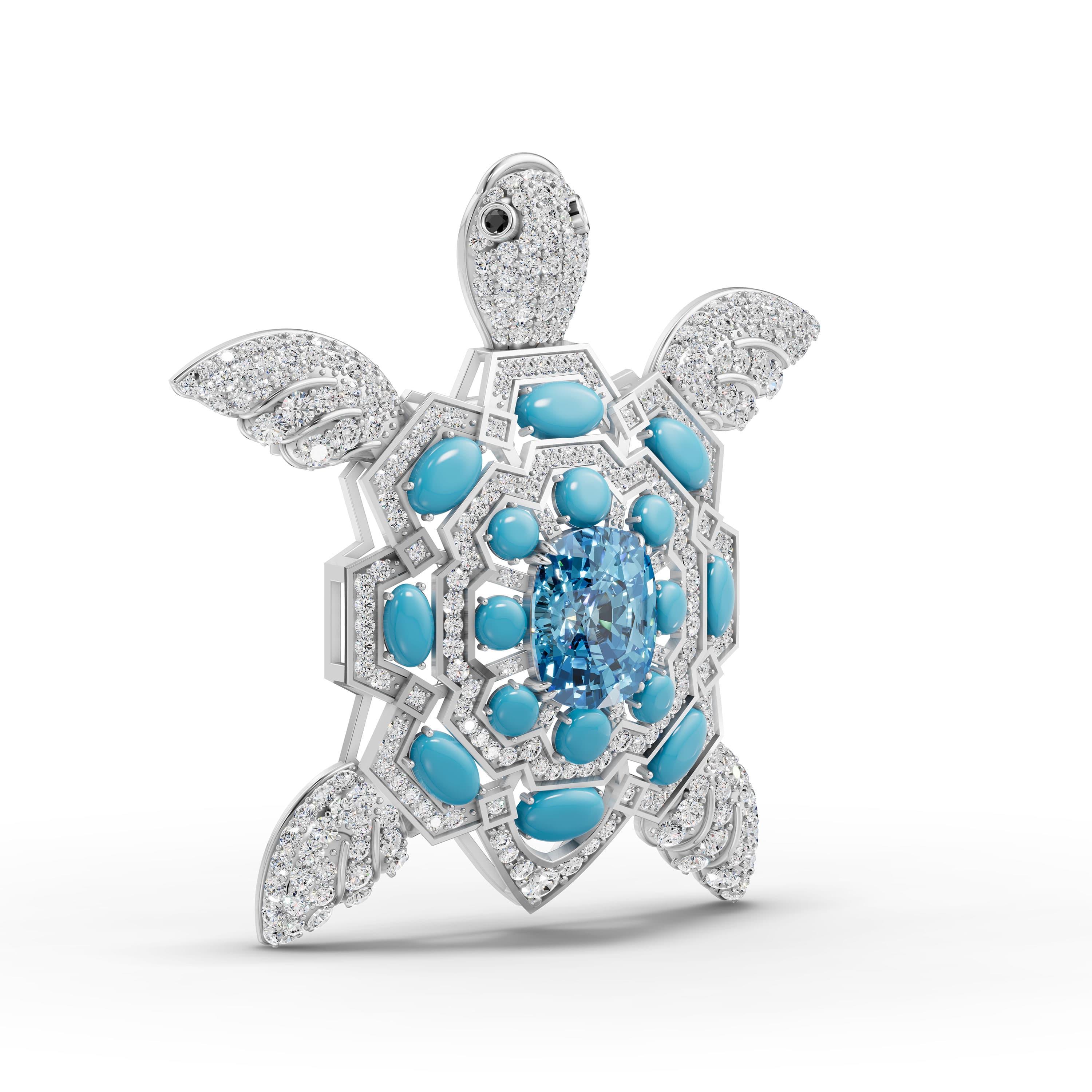 Horizon Cushion Aquamarine Brooch