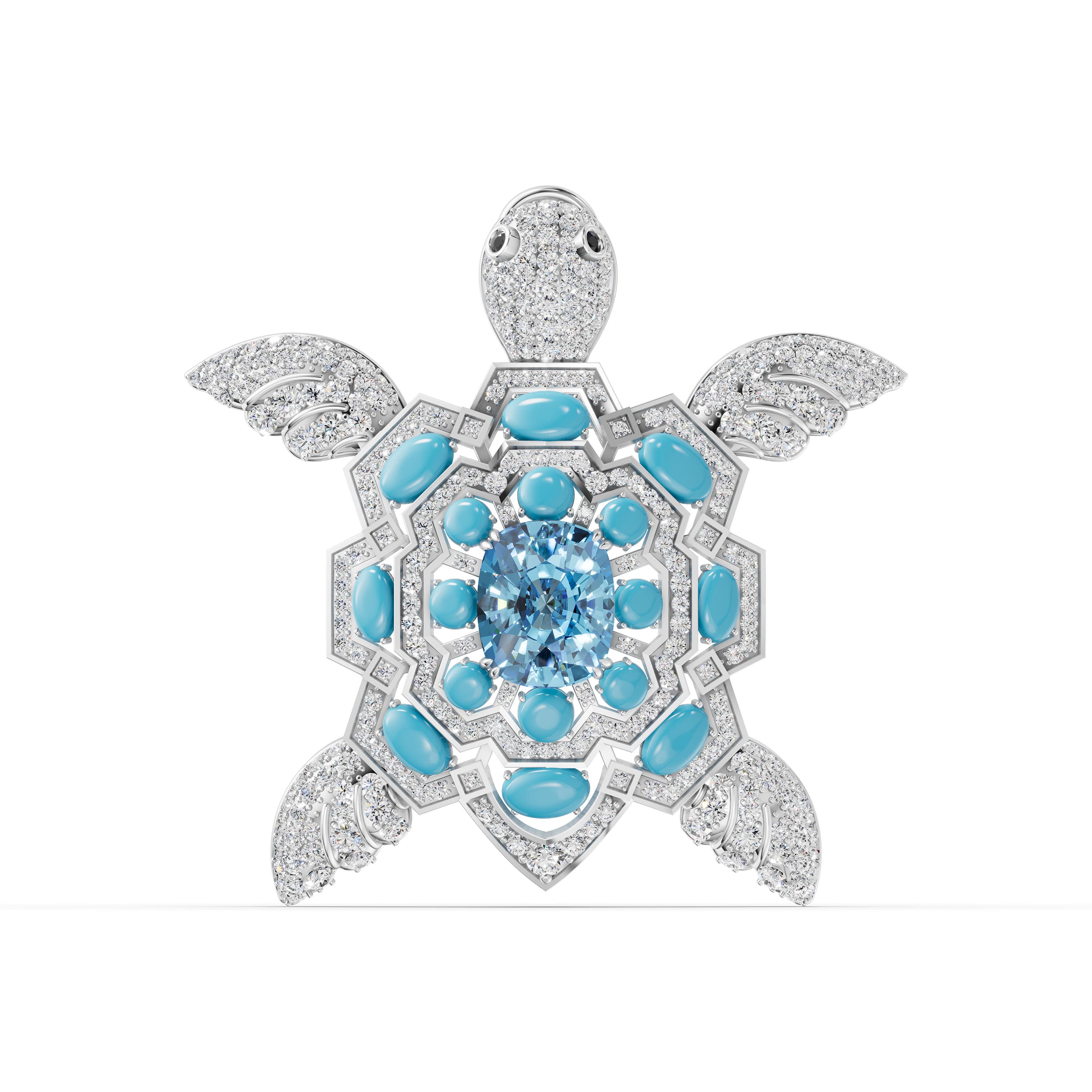 Horizon Cushion Aquamarine Brooch