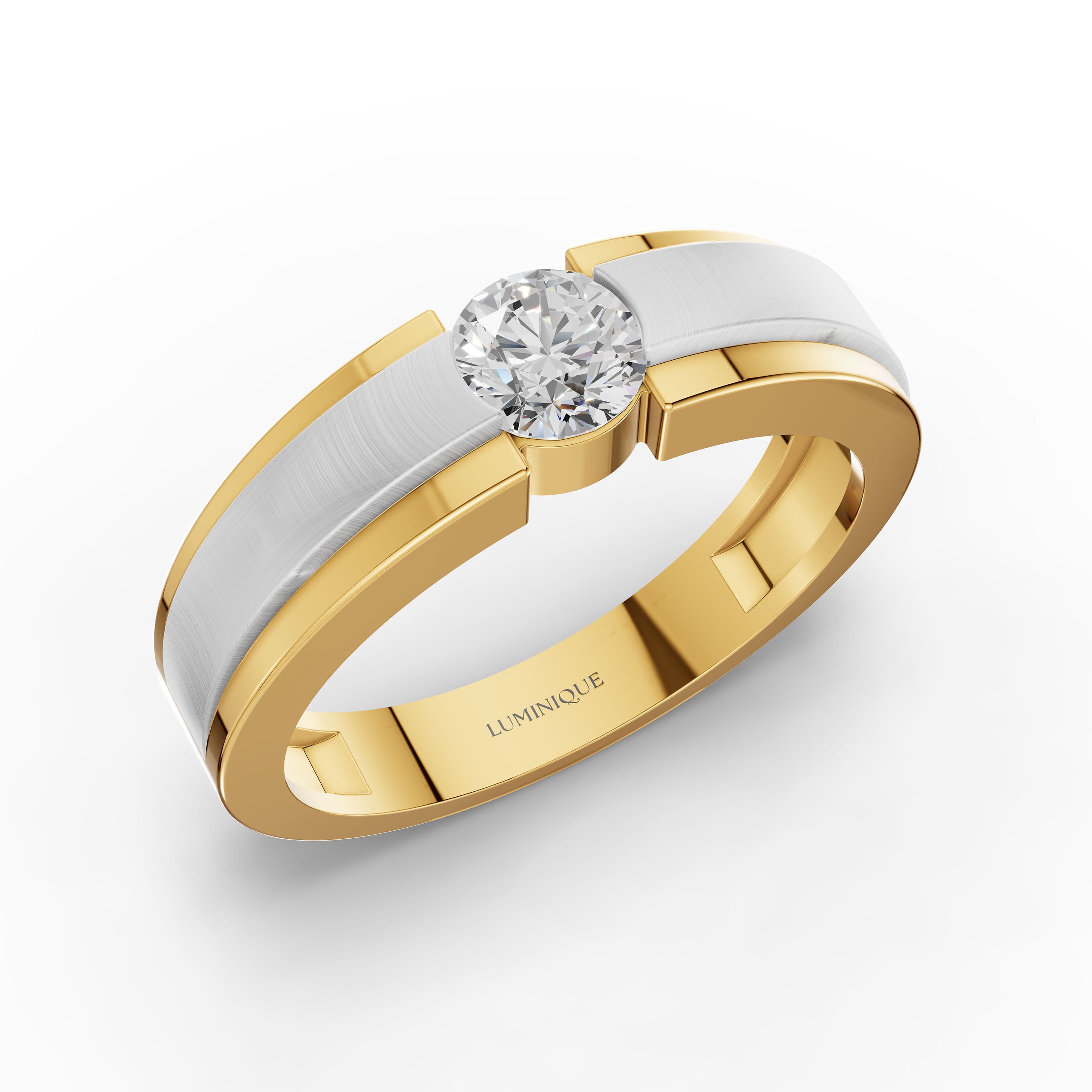 Carbon Round Solitaire Ring