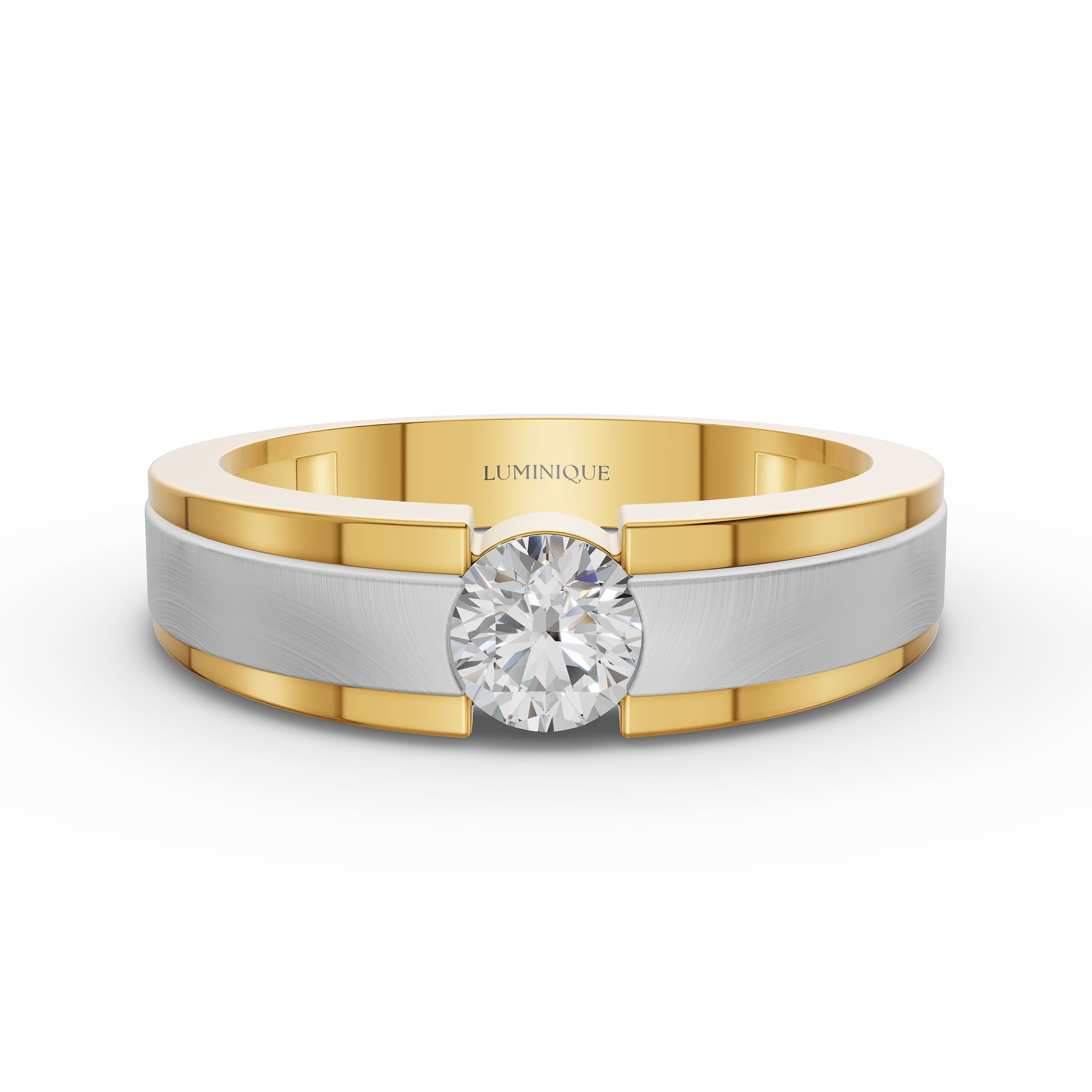 Carbon Round Solitaire Ring