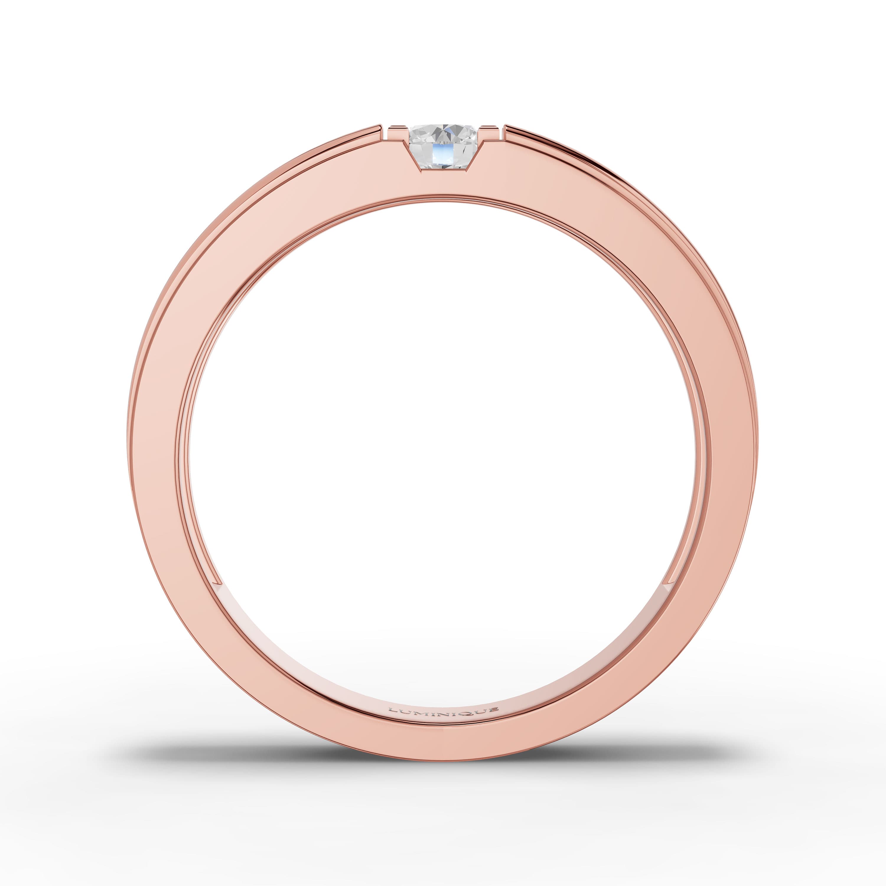 Flint Round Solitaire Ring in rose gold with lab grown diamonds, view 4