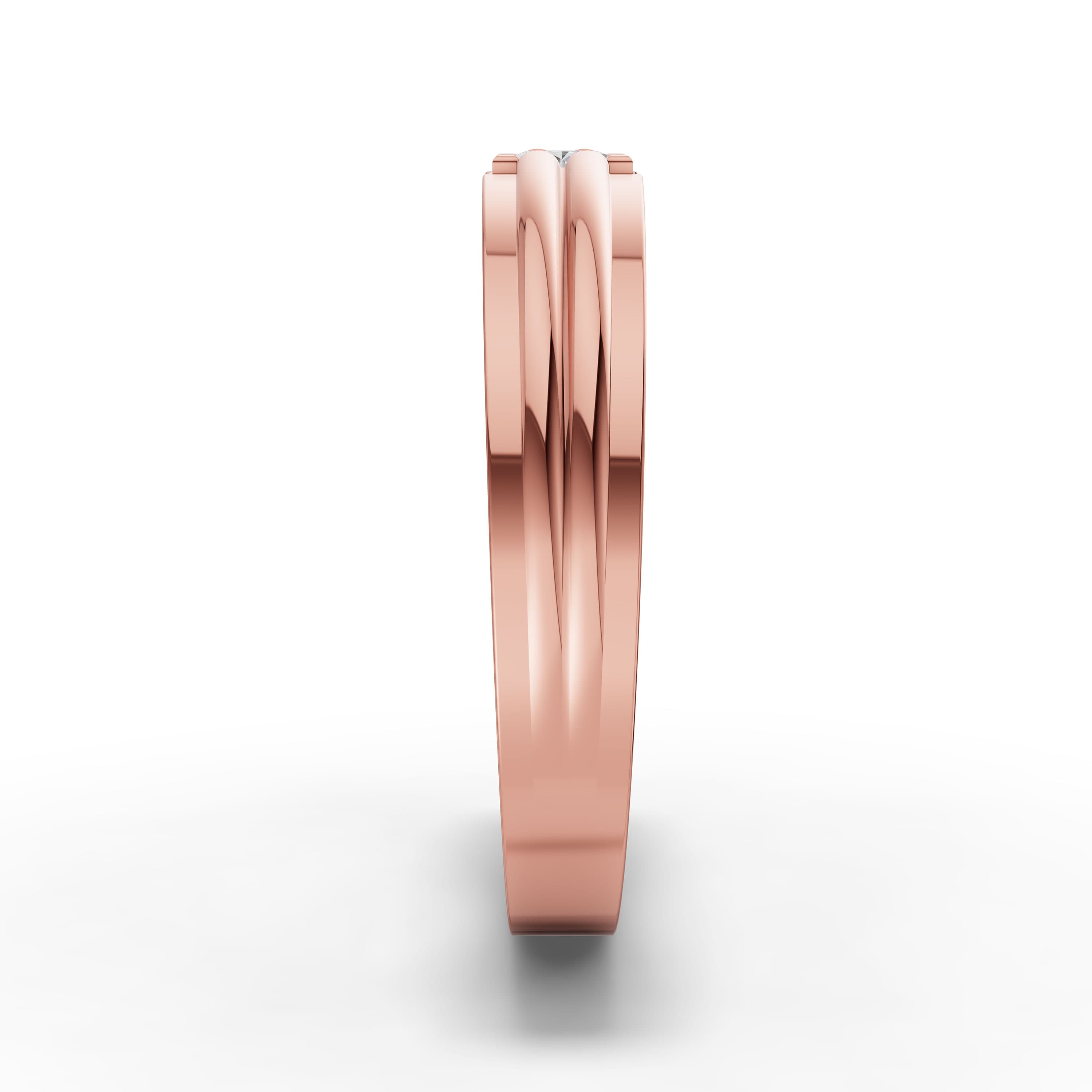 Flint Round Solitaire Ring in rose gold with lab grown diamonds, view 5