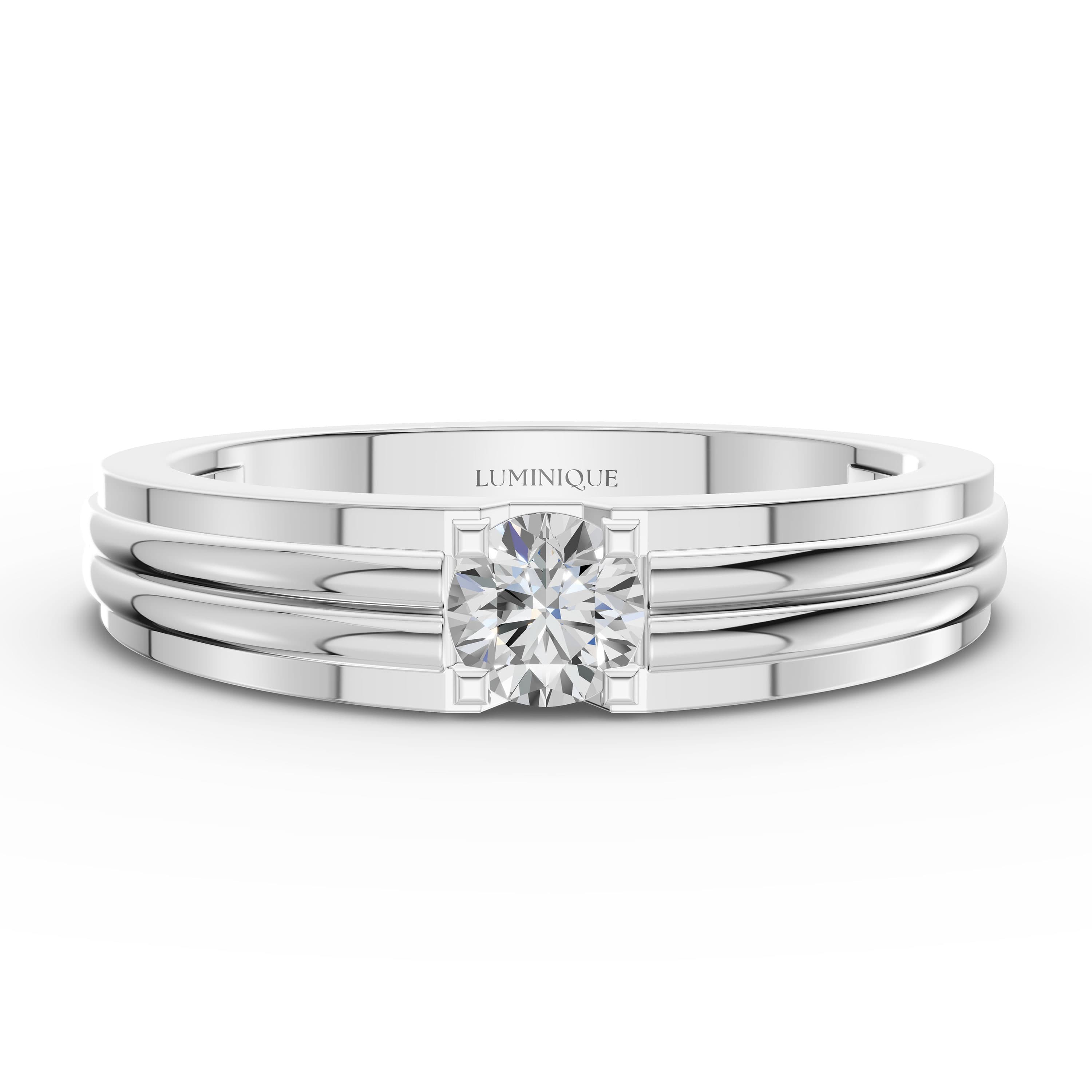 Flint Round Solitaire Ring
