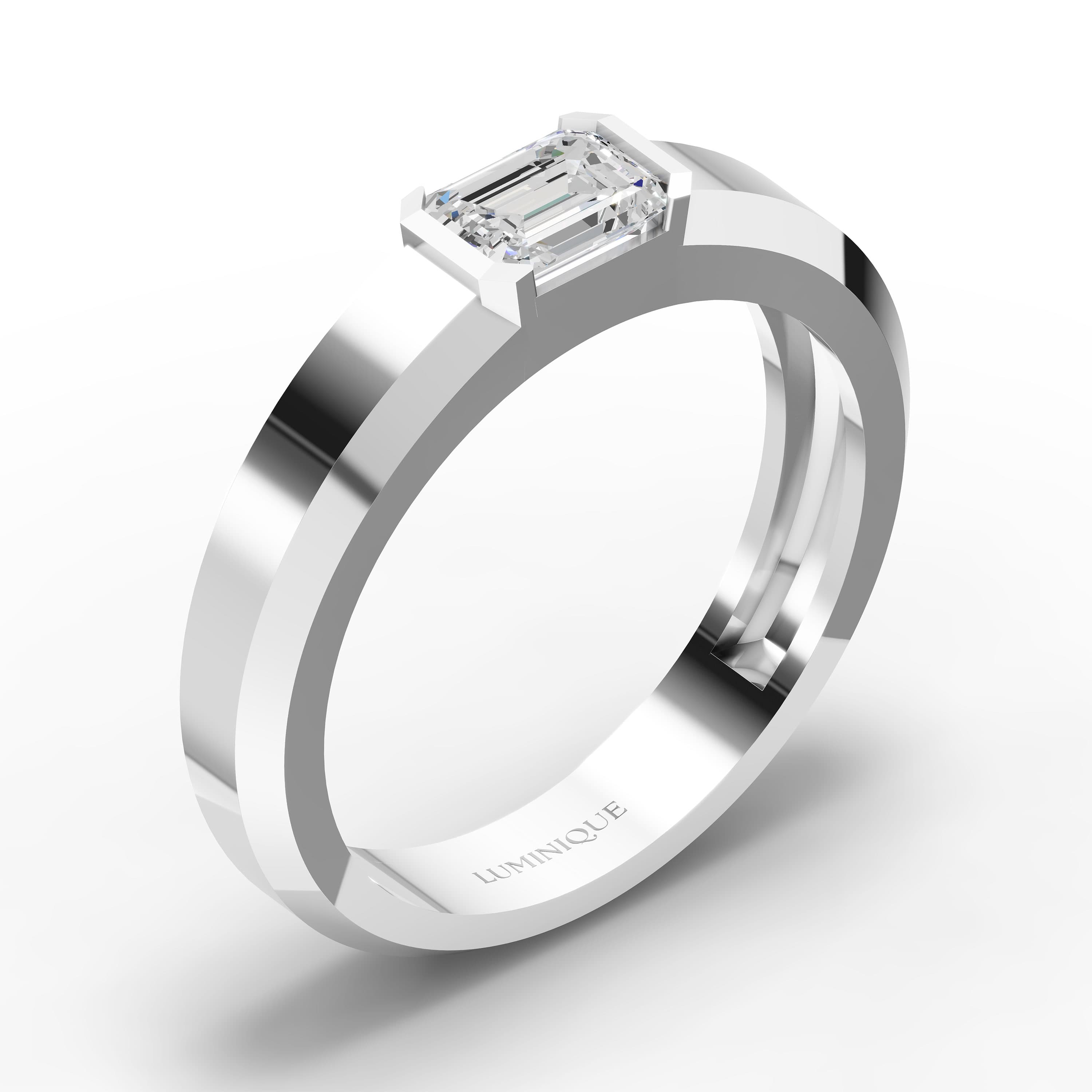 Granite Emerald-Cut Solitaire Ring