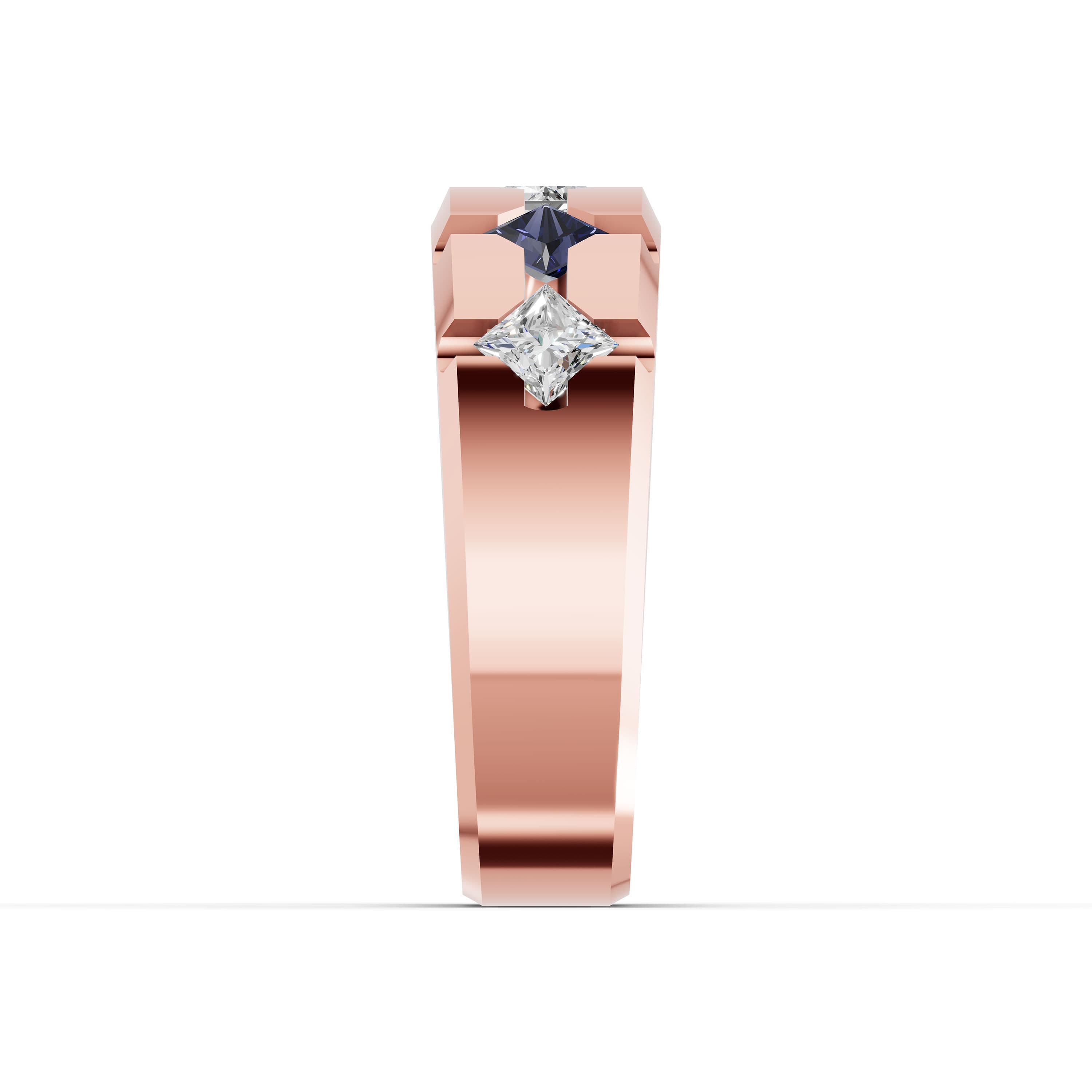 Helm Sapphire Eternity Band in rose gold with lab grown diamonds and blue sapphire, view 5