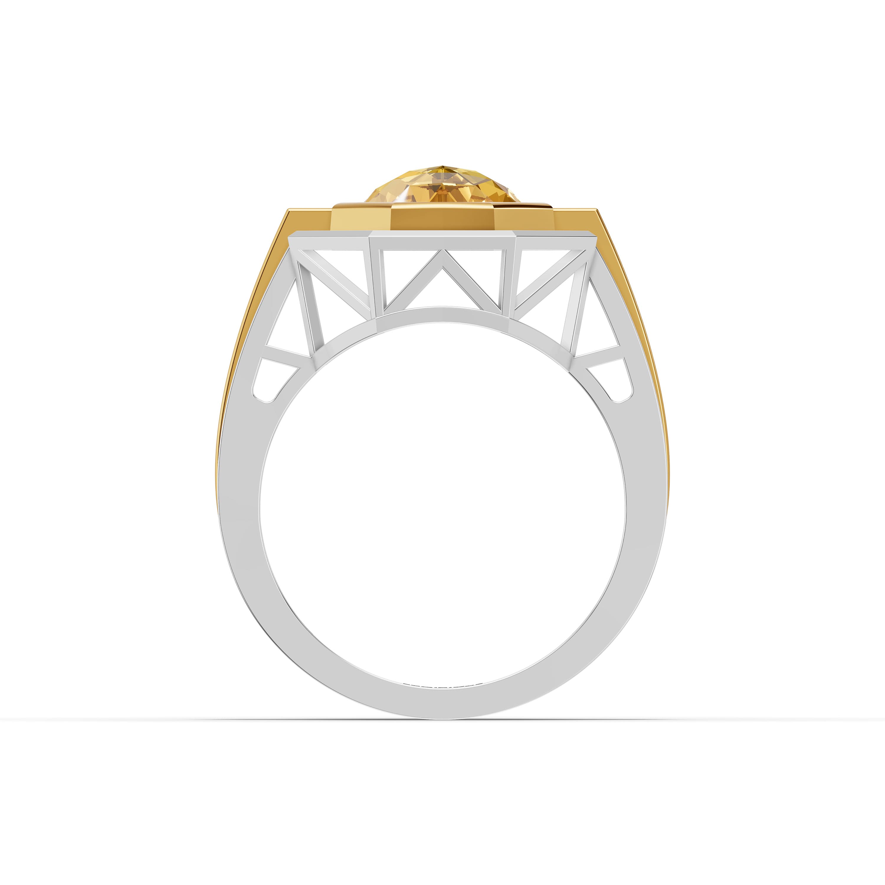 Belisse Oval Halo Ring in white gold with lab grown diamonds and citrine, view 4
