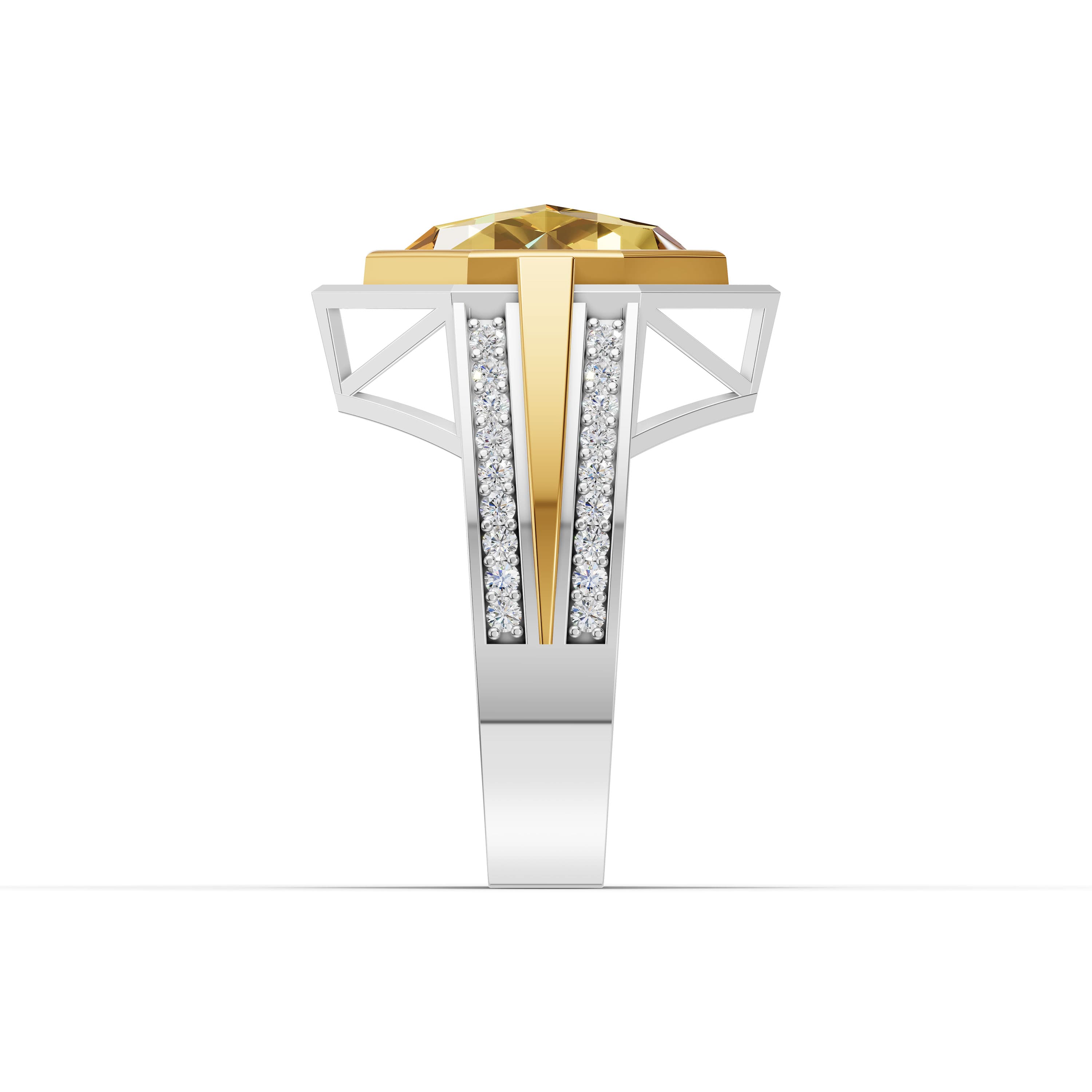 Belisse Oval Halo Ring in white gold with lab grown diamonds and citrine, view 5