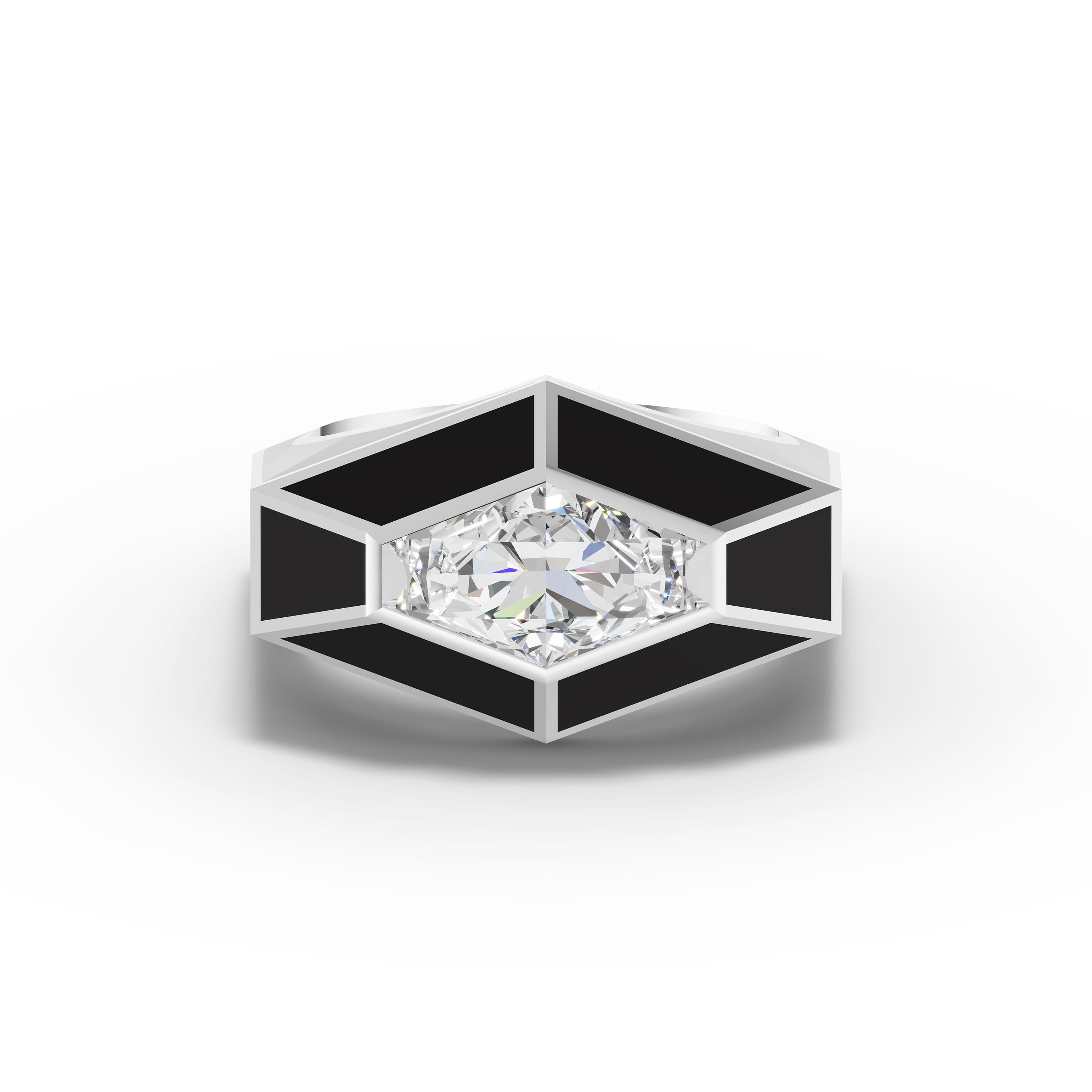 Onyx Shield Solitaire Ring