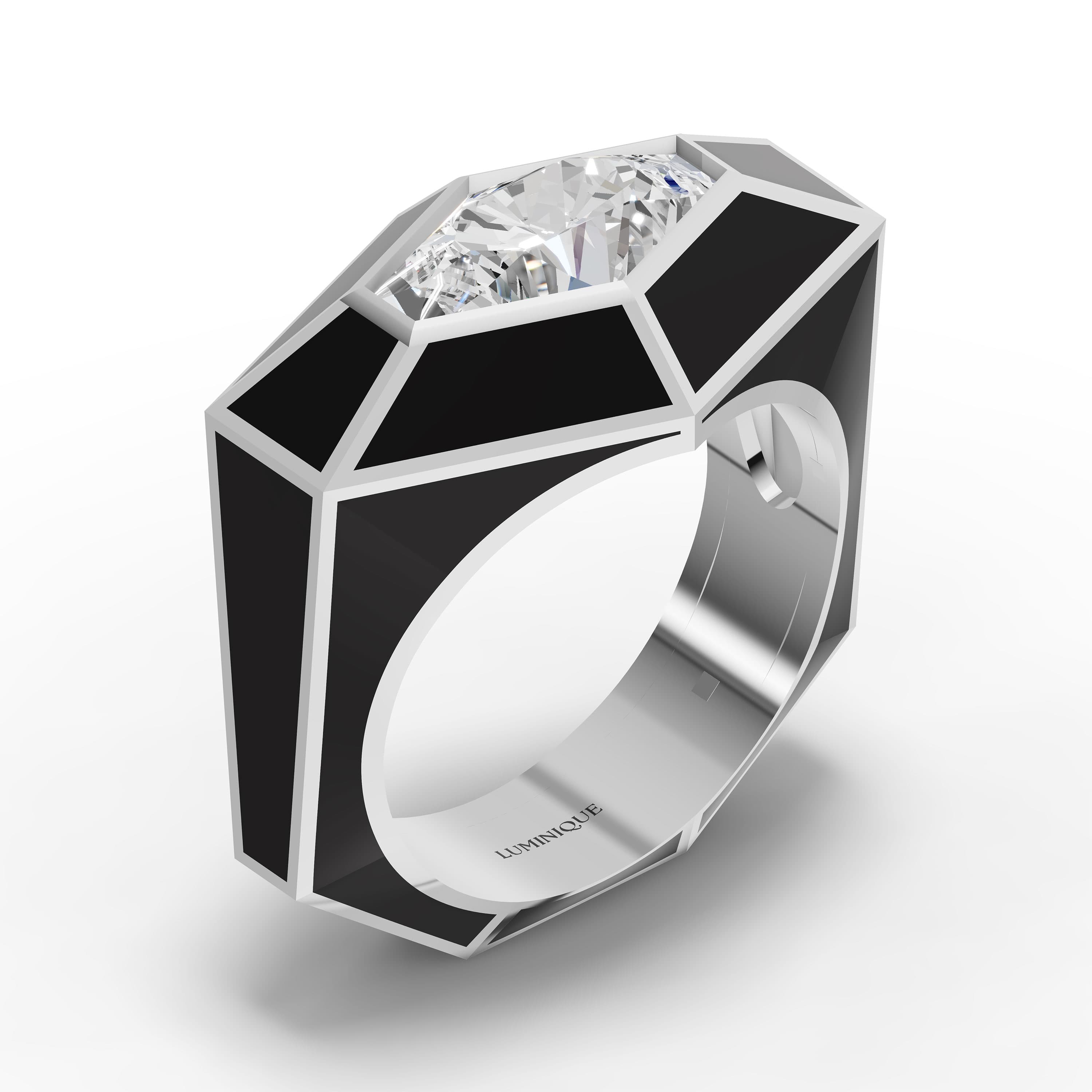 Onyx Shield Solitaire Ring