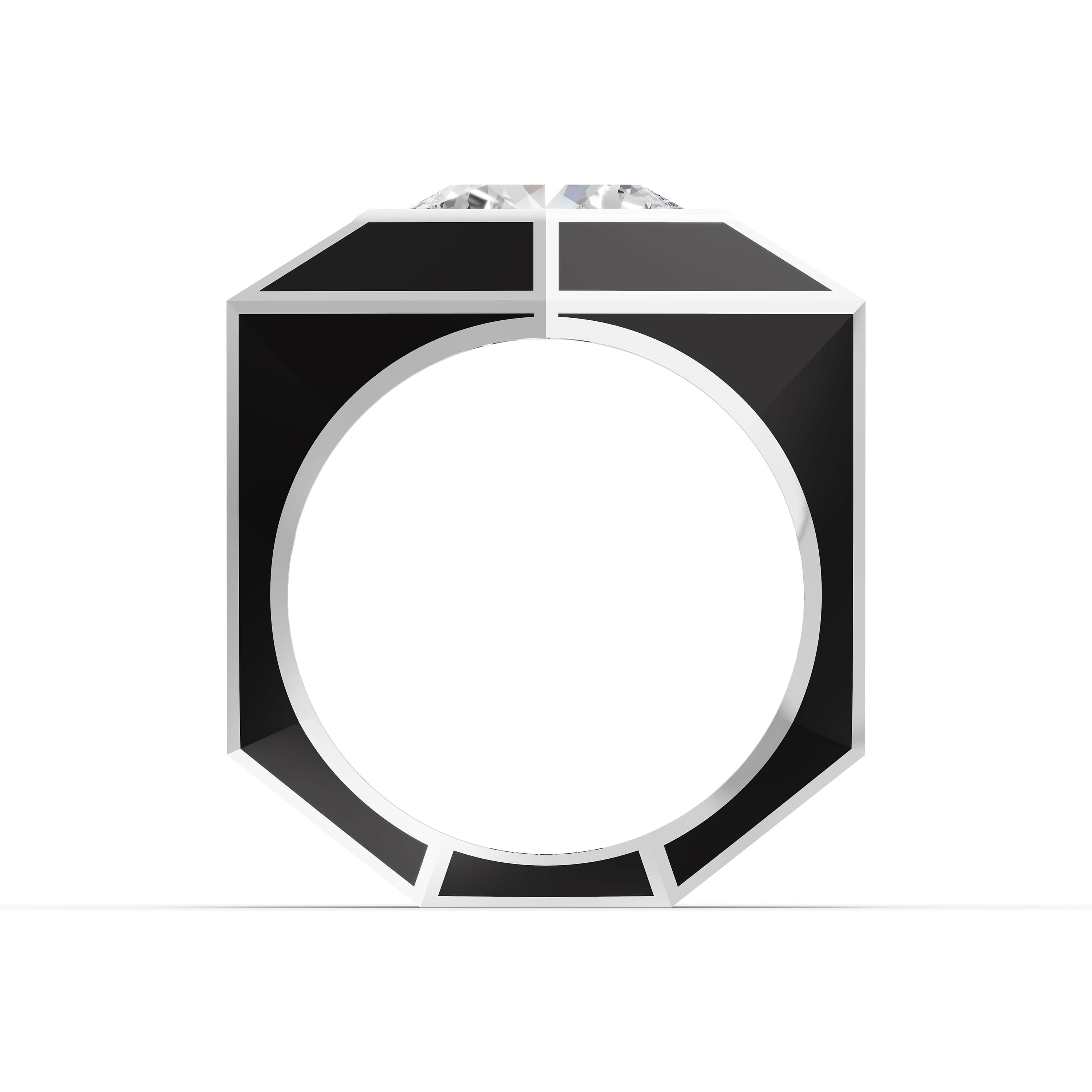 Onyx Shield Solitaire Ring