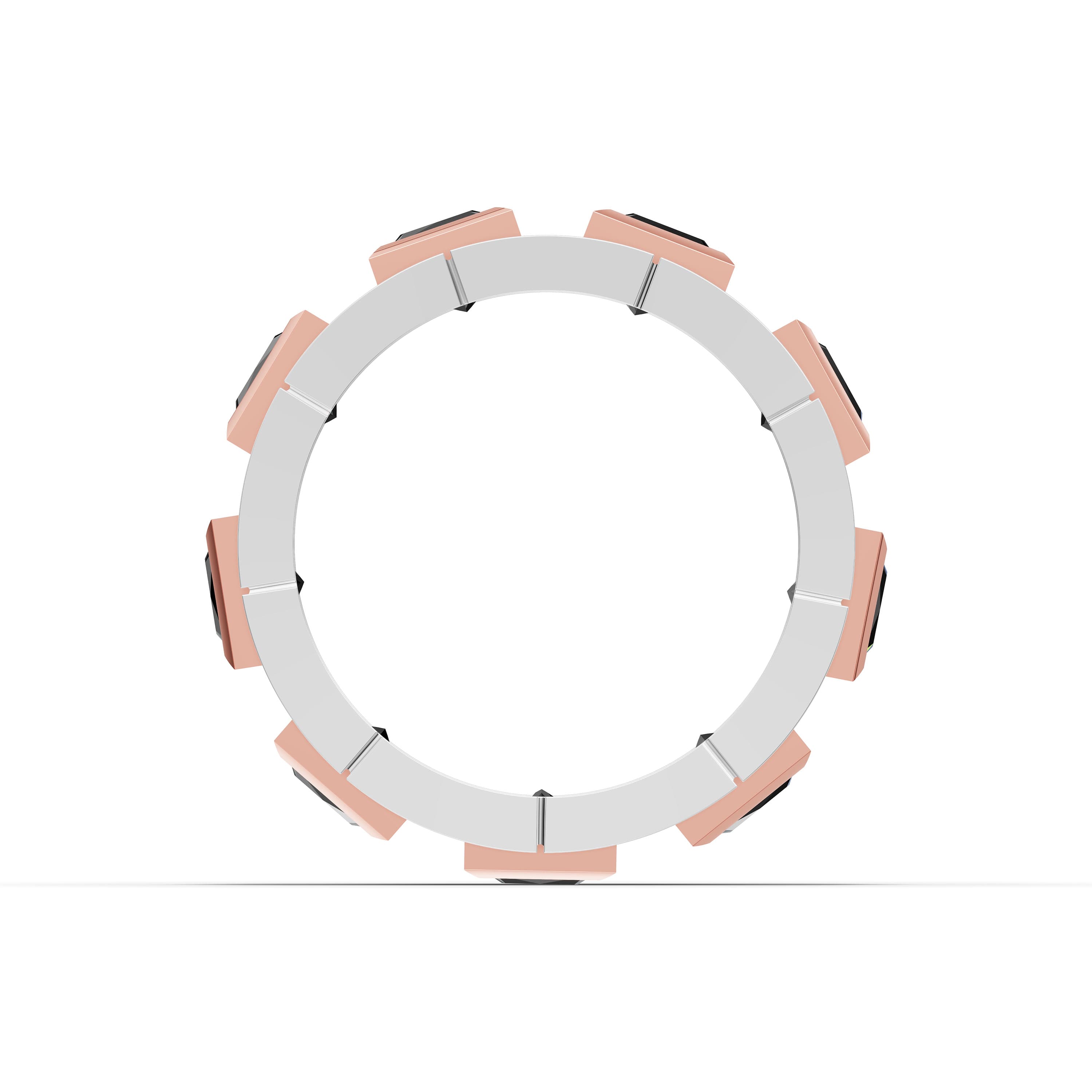 Madella Princess Statement Ring in rose gold with lab grown diamonds and black onyx, view 4