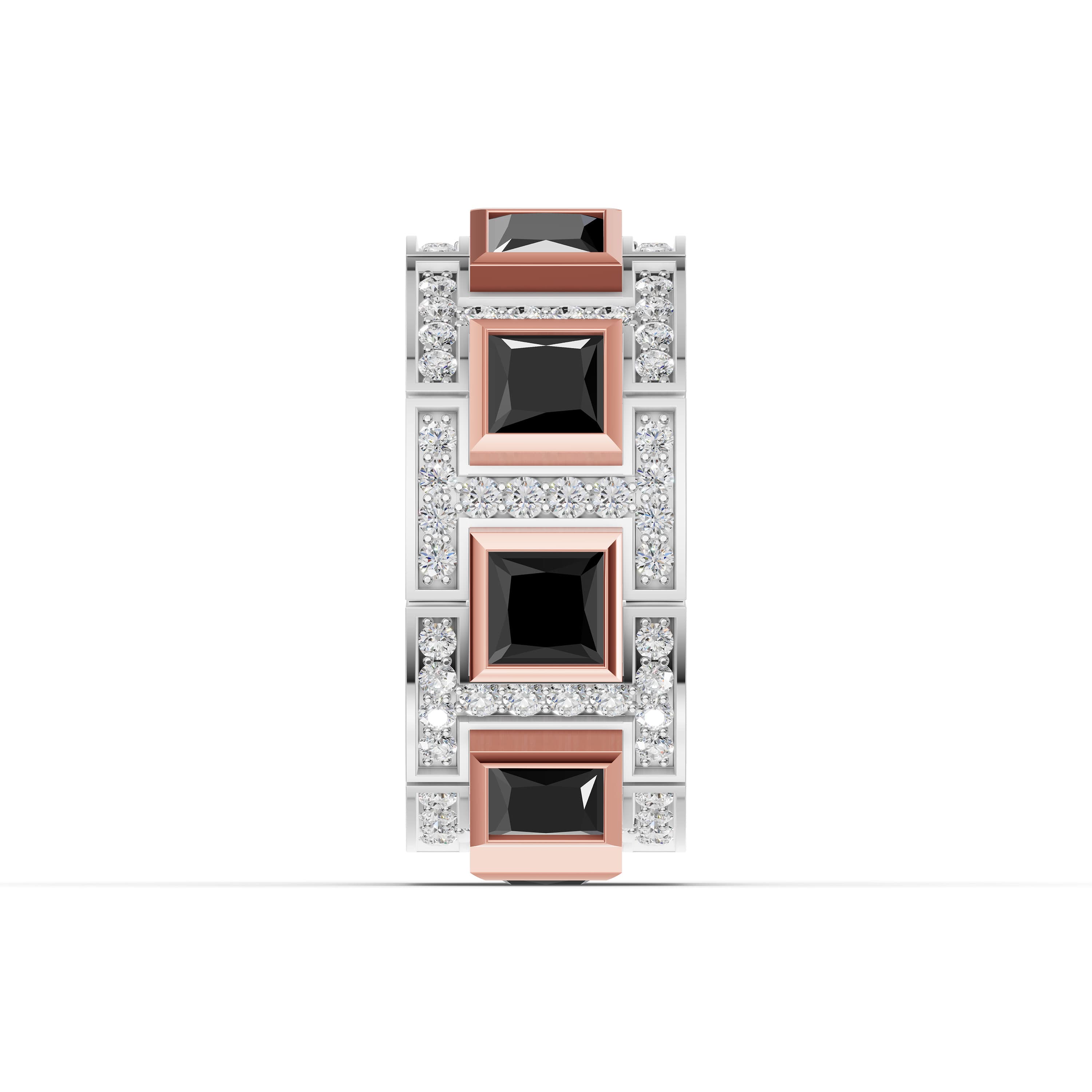 Madella Princess Statement Ring in rose gold with lab grown diamonds and black onyx, view 5