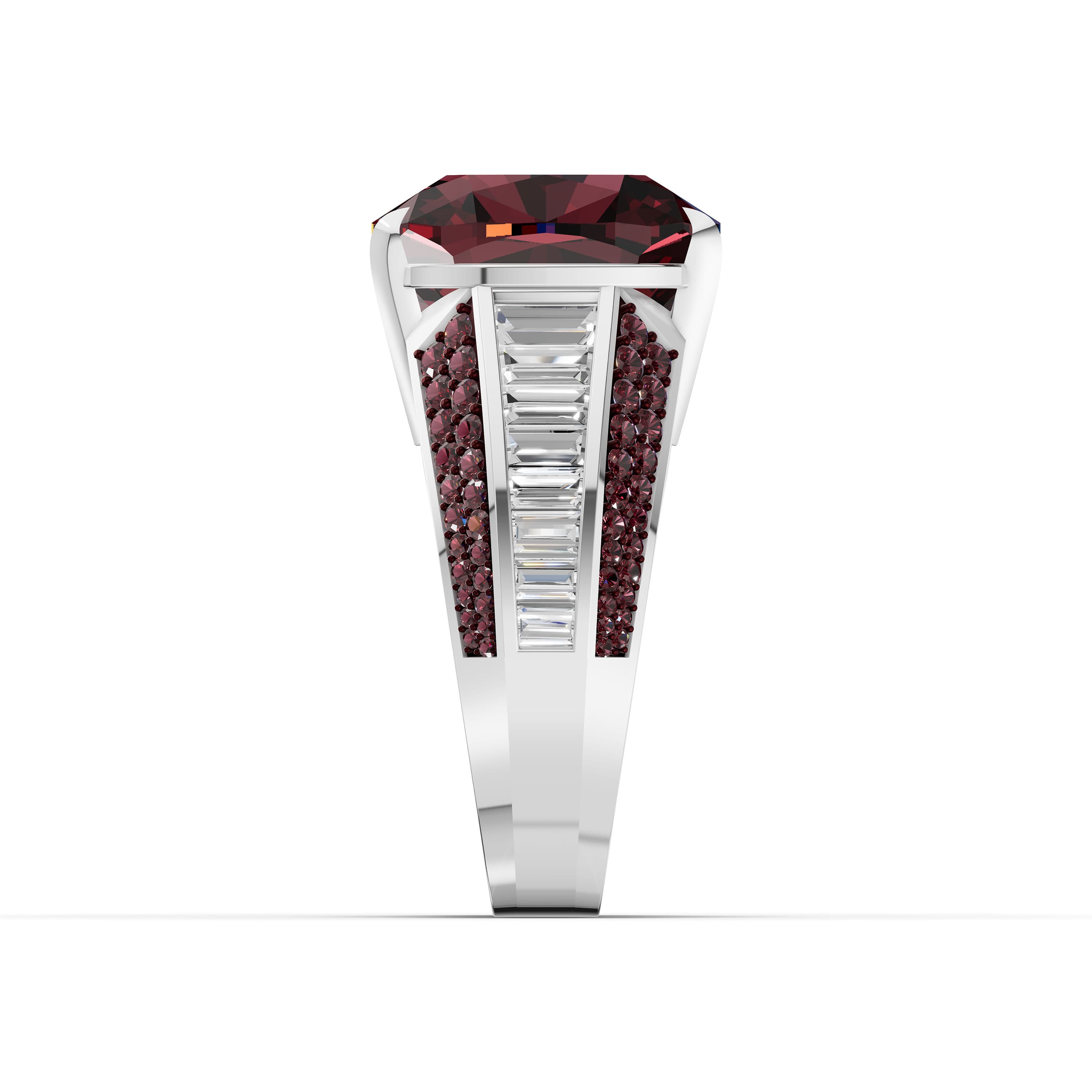 Mirabel Cushion Cocktail Ring in white gold with lab grown diamonds and ruby, view 5