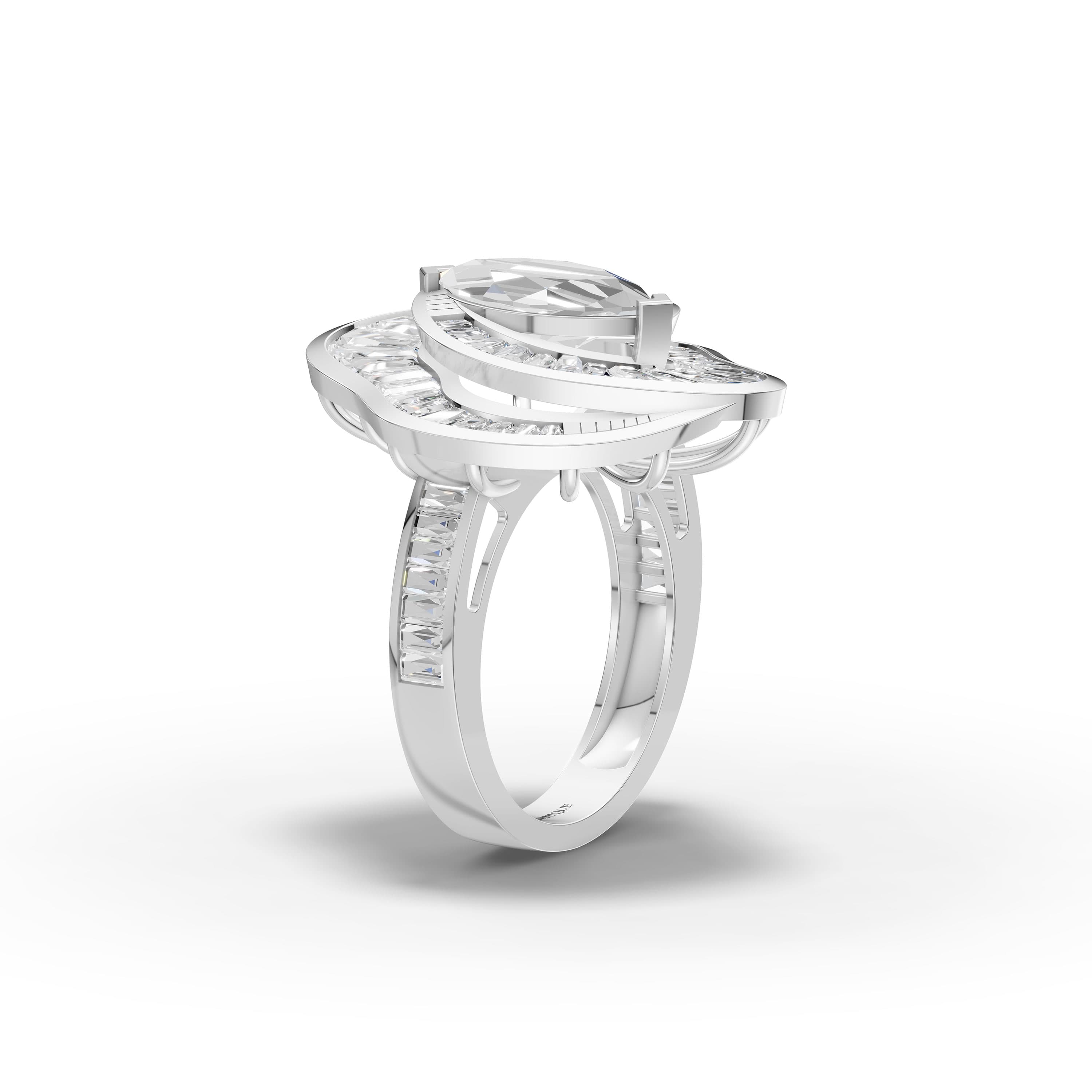 Octave Marquise Statement Ring in white gold with lab grown diamonds, view 3