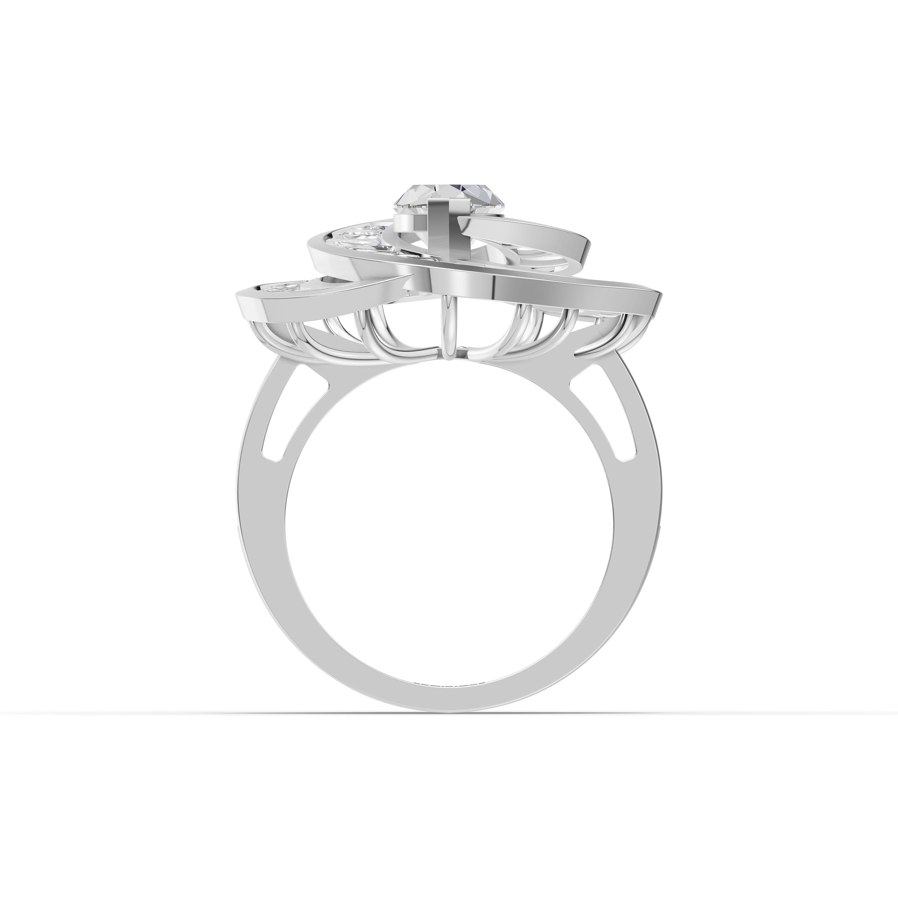 Octave Marquise Statement Ring in white gold with lab grown diamonds, view 4
