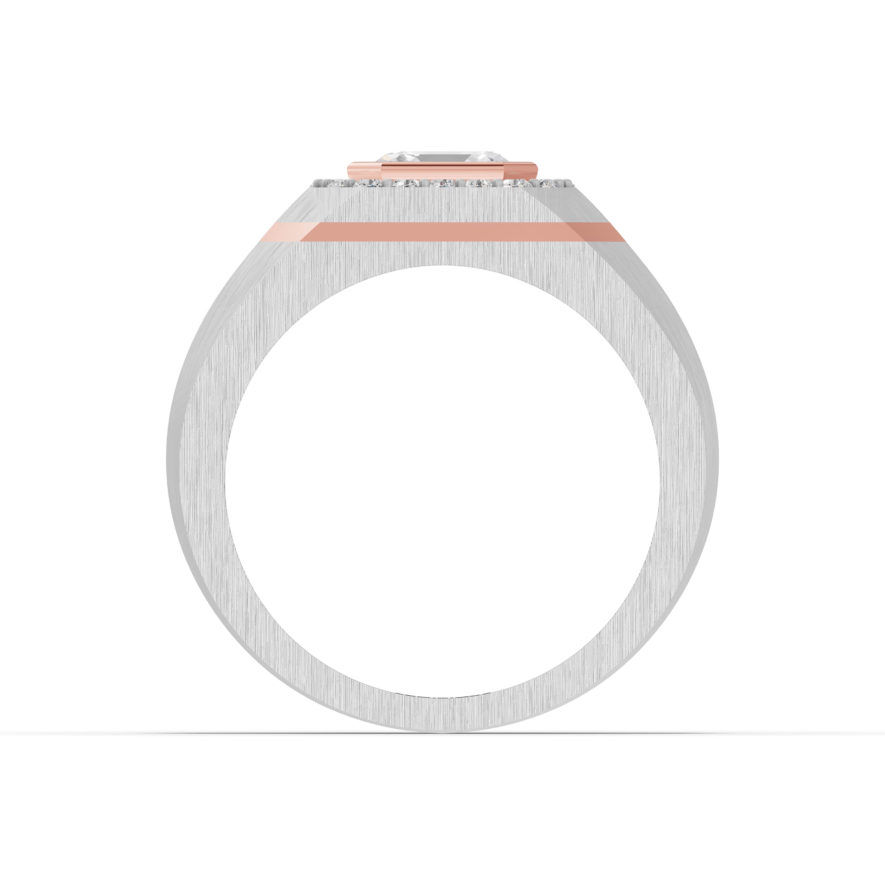 Nolan Emerald Men's Ring in rose gold with lab grown diamonds, view 4