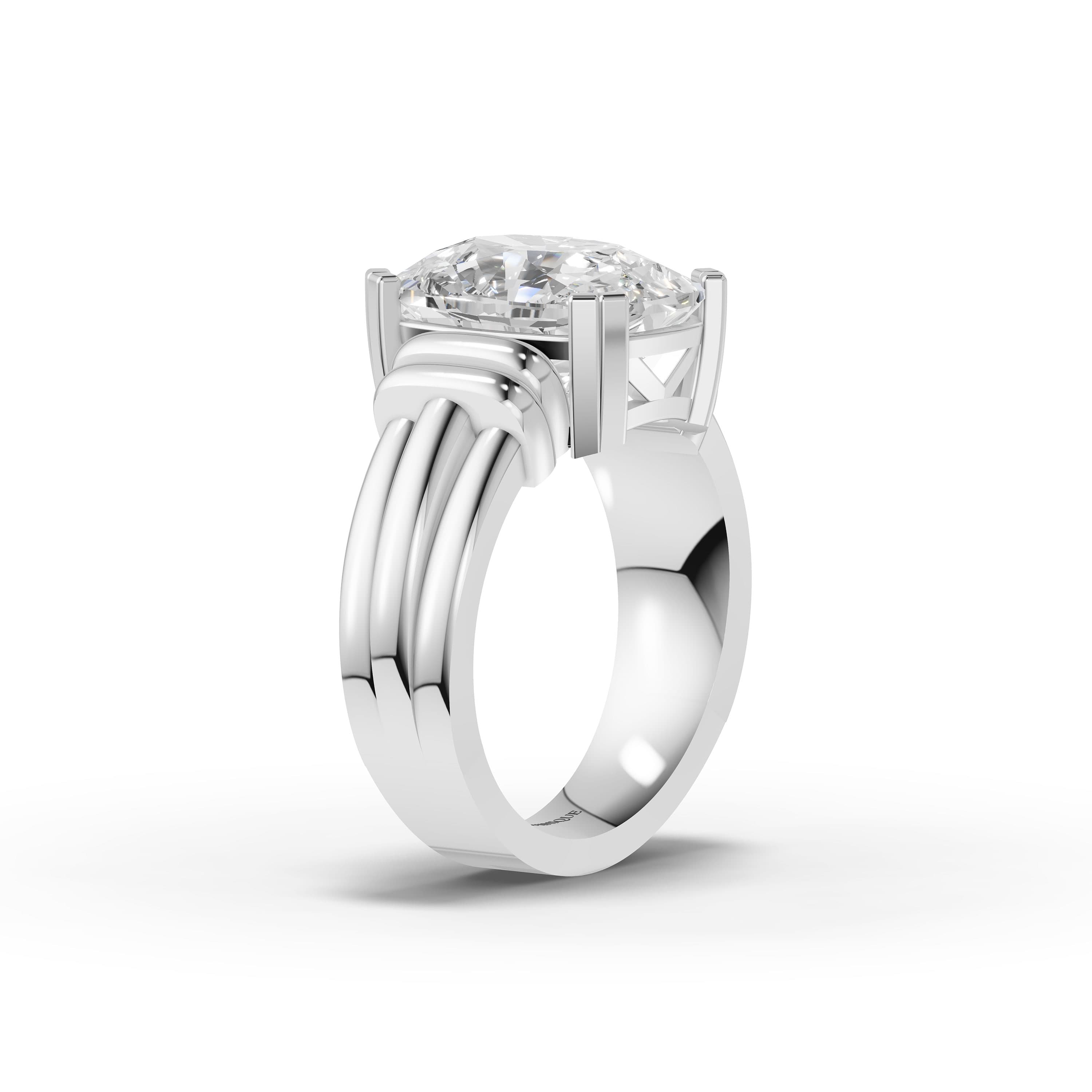 Rampart Statement Men's Ring in white gold with lab grown stones, view 3