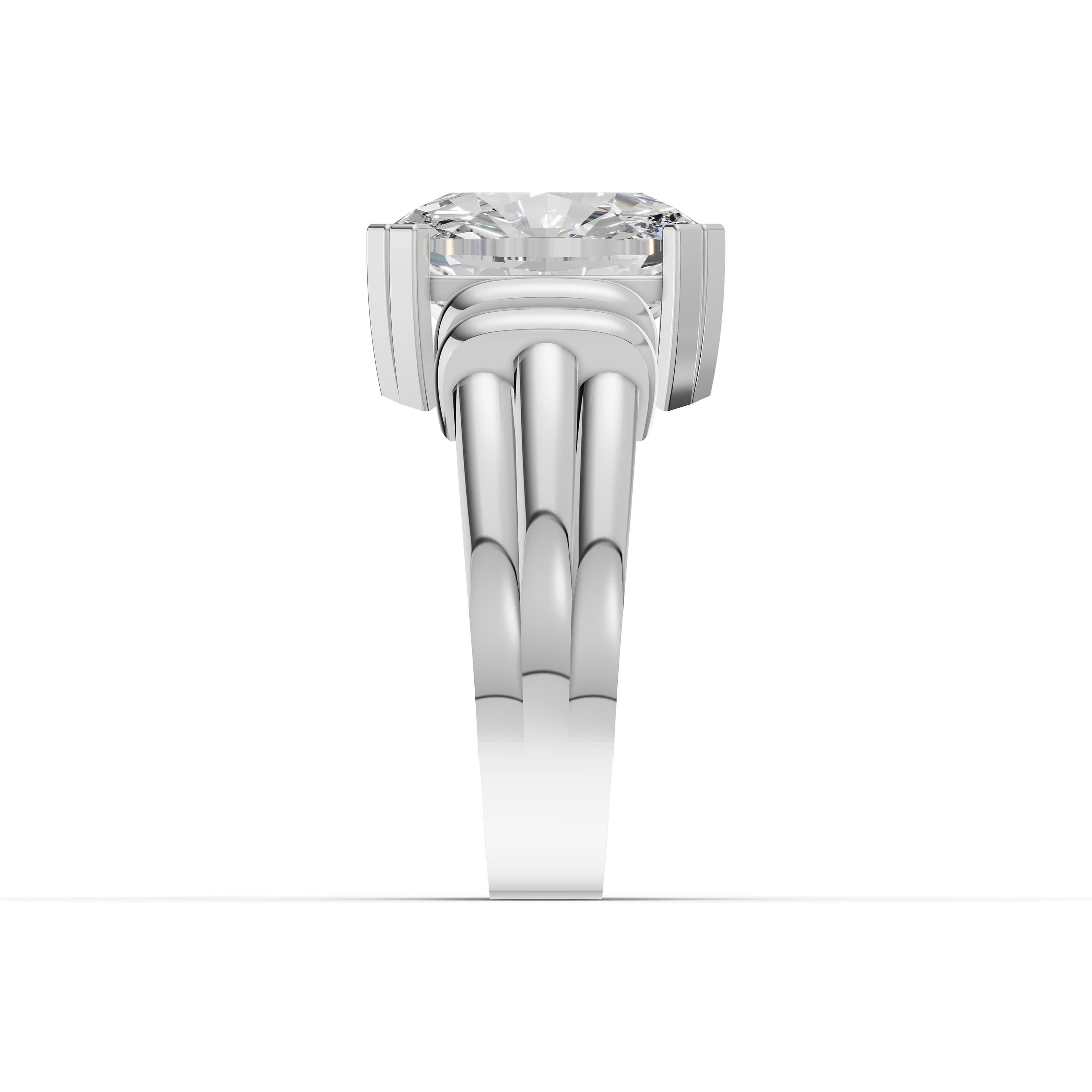 Rampart Statement Men's Ring in white gold with lab grown stones, view 5