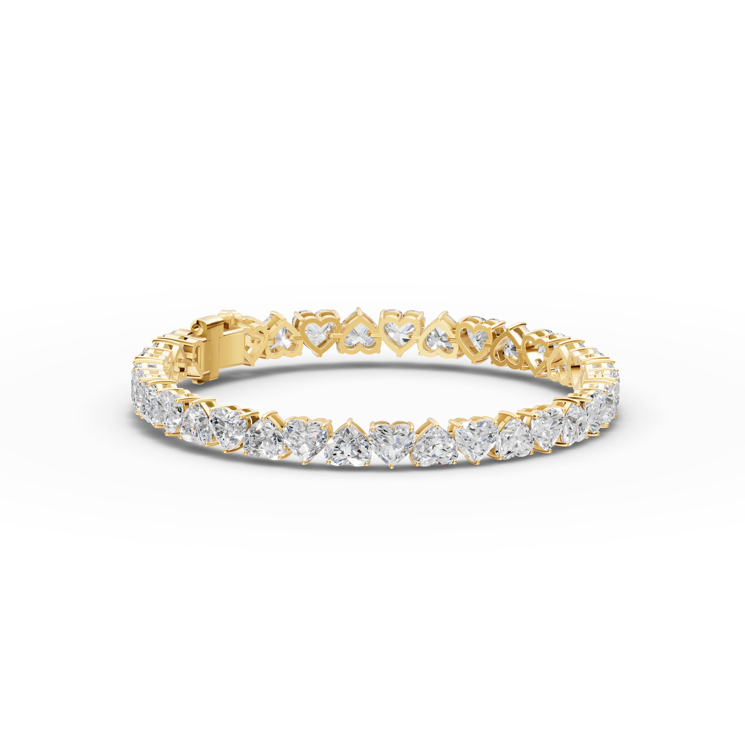 Eulalie Heart Line Bracelet in yellow gold with lab grown diamonds, view 3