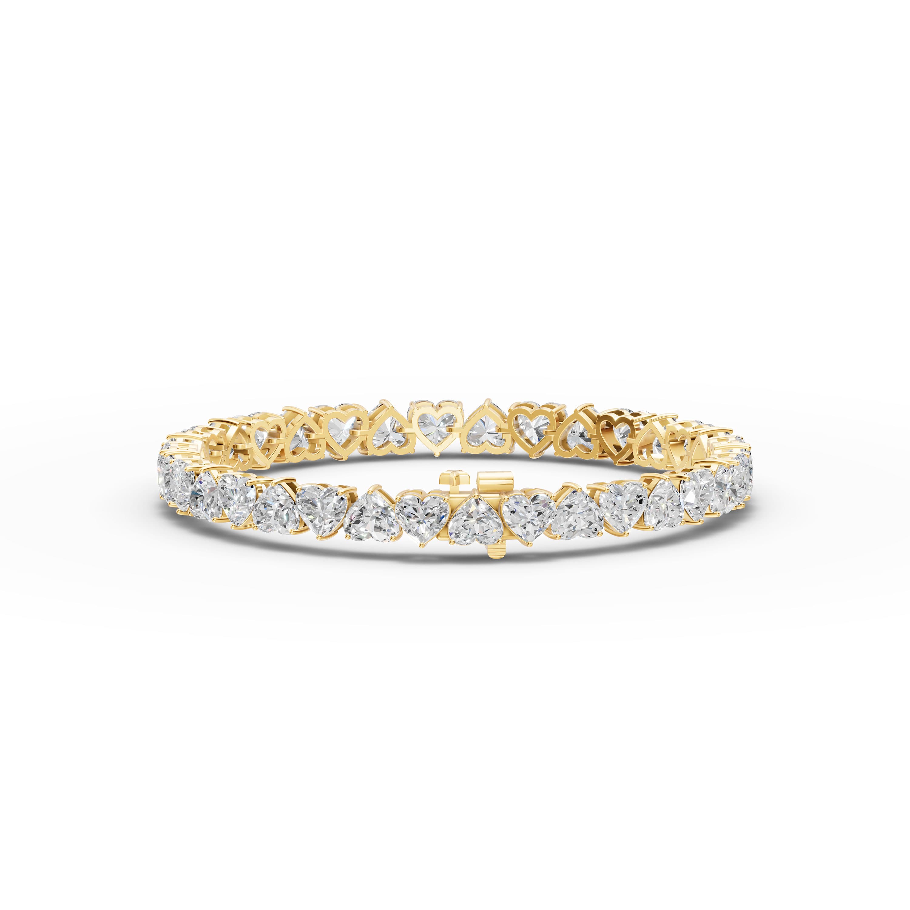 Eulalie Heart Line Bracelet in yellow gold with lab grown diamonds, view 4
