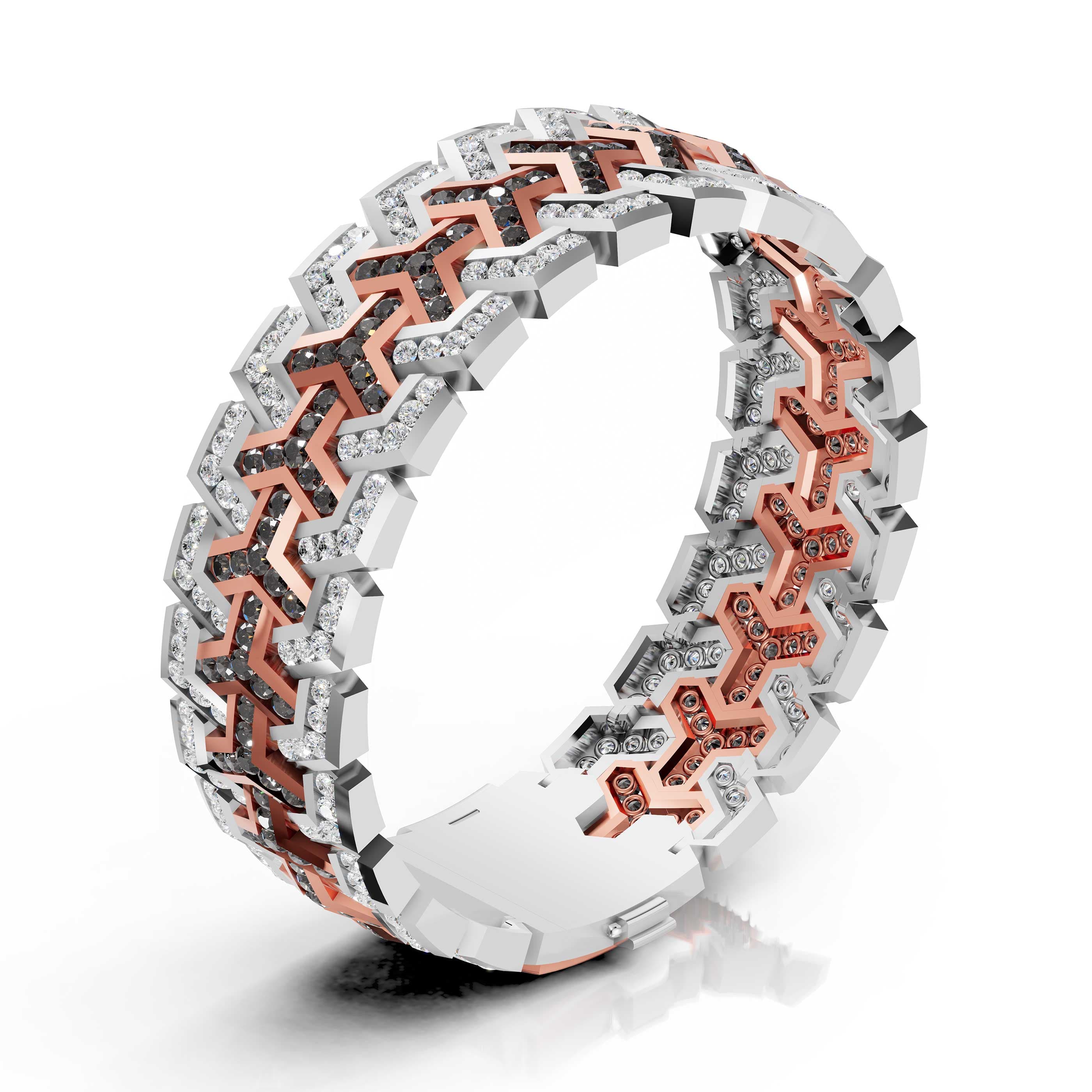 Valence Onyx Chevron Bracelet in white gold with lab grown diamonds and black onyx, view 3