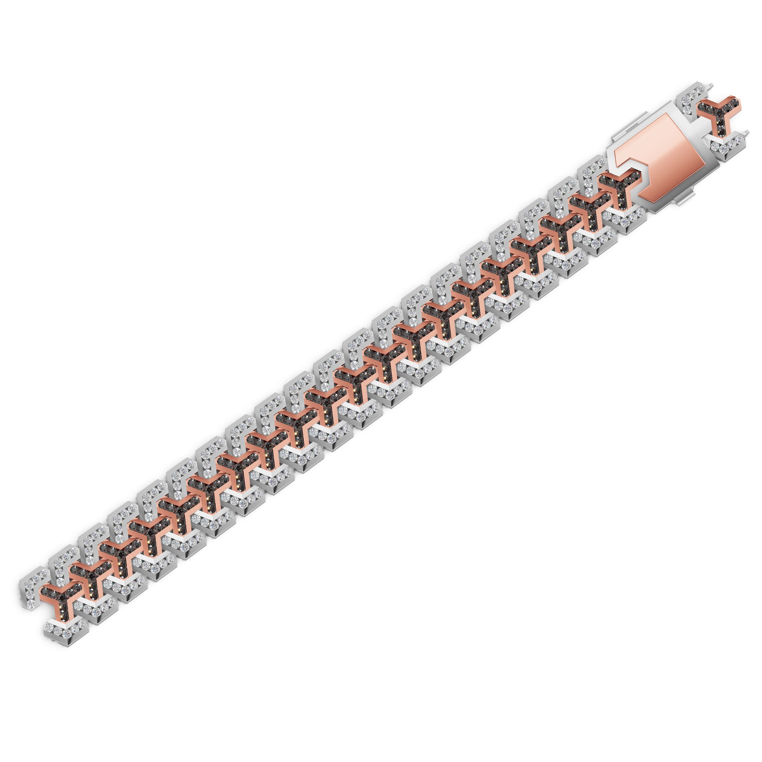 Valence Onyx Chevron Bracelet in white gold with lab grown diamonds and black onyx, view 4