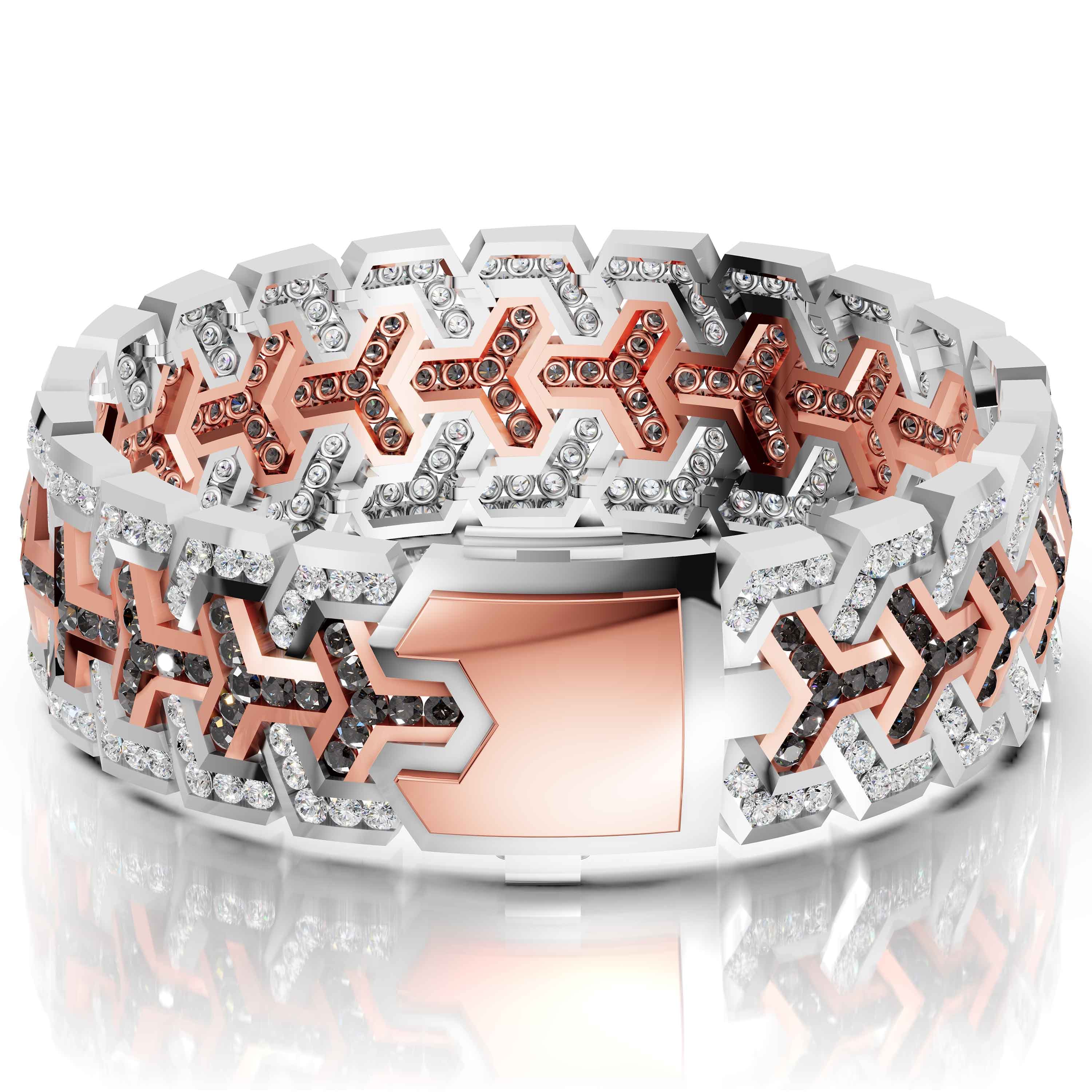 Valence Onyx Chevron Bracelet in white gold with lab grown diamonds and black onyx, view 6