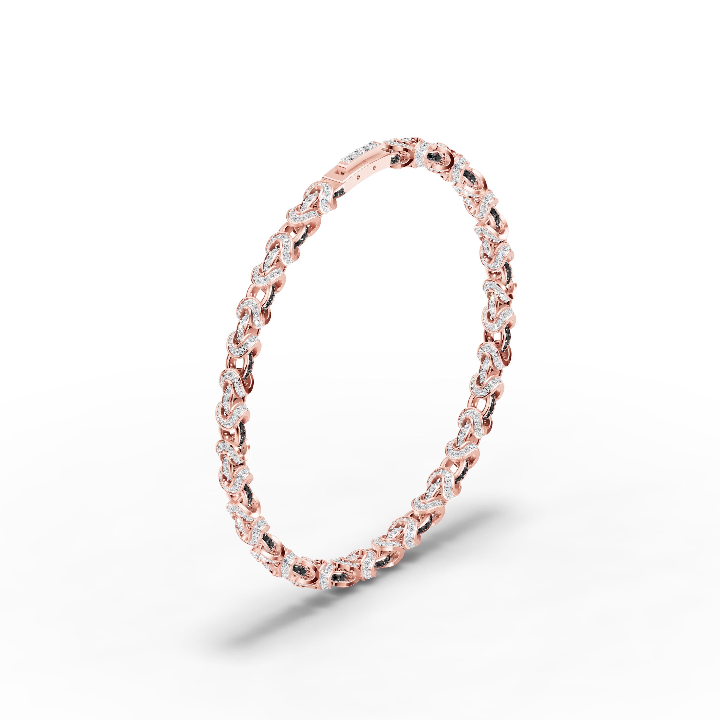 Sabeline Onyx Twist Bracelet in rose gold with lab grown diamonds and black onyx, view 3