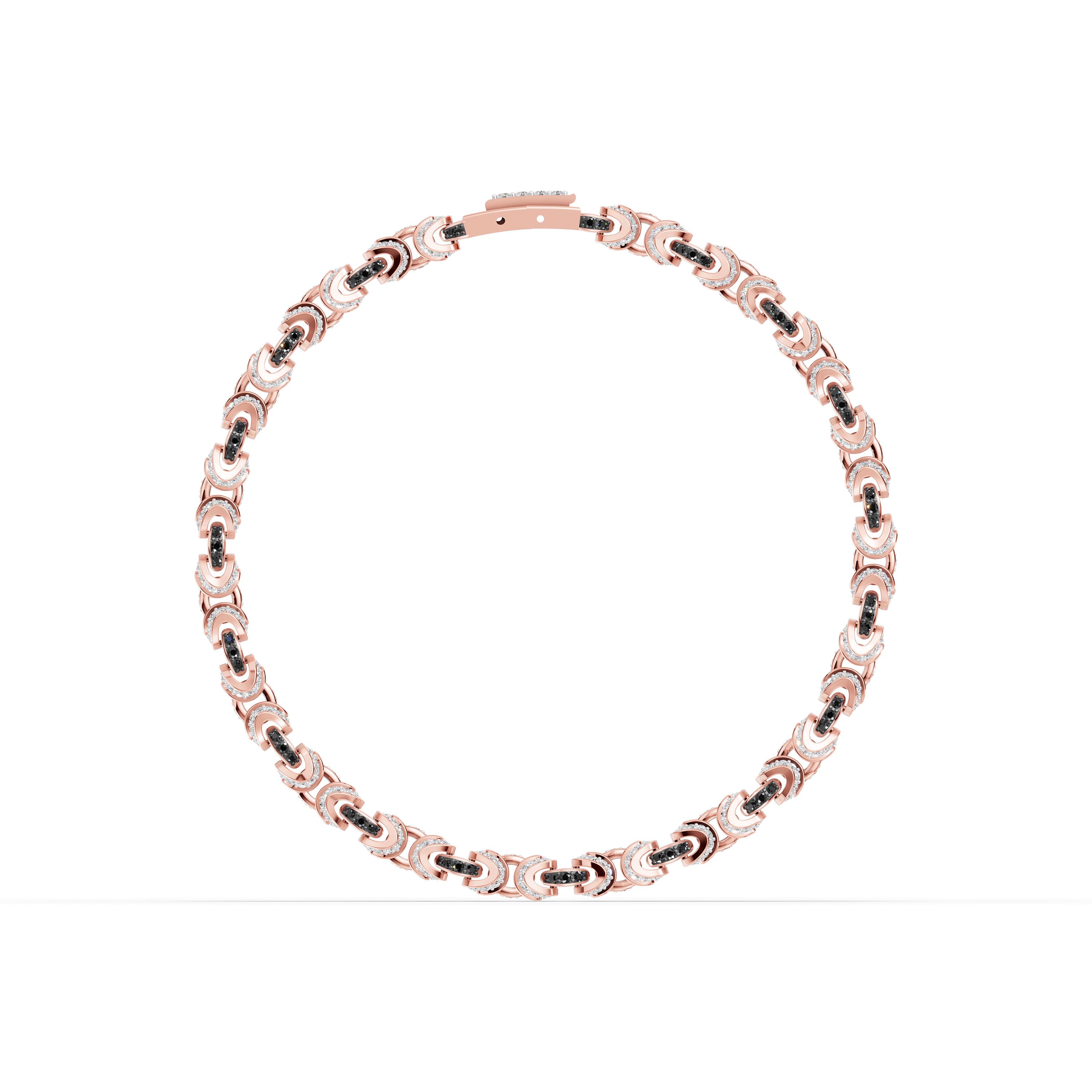 Sabeline Onyx Twist Bracelet in rose gold with lab grown diamonds and black onyx, view 4