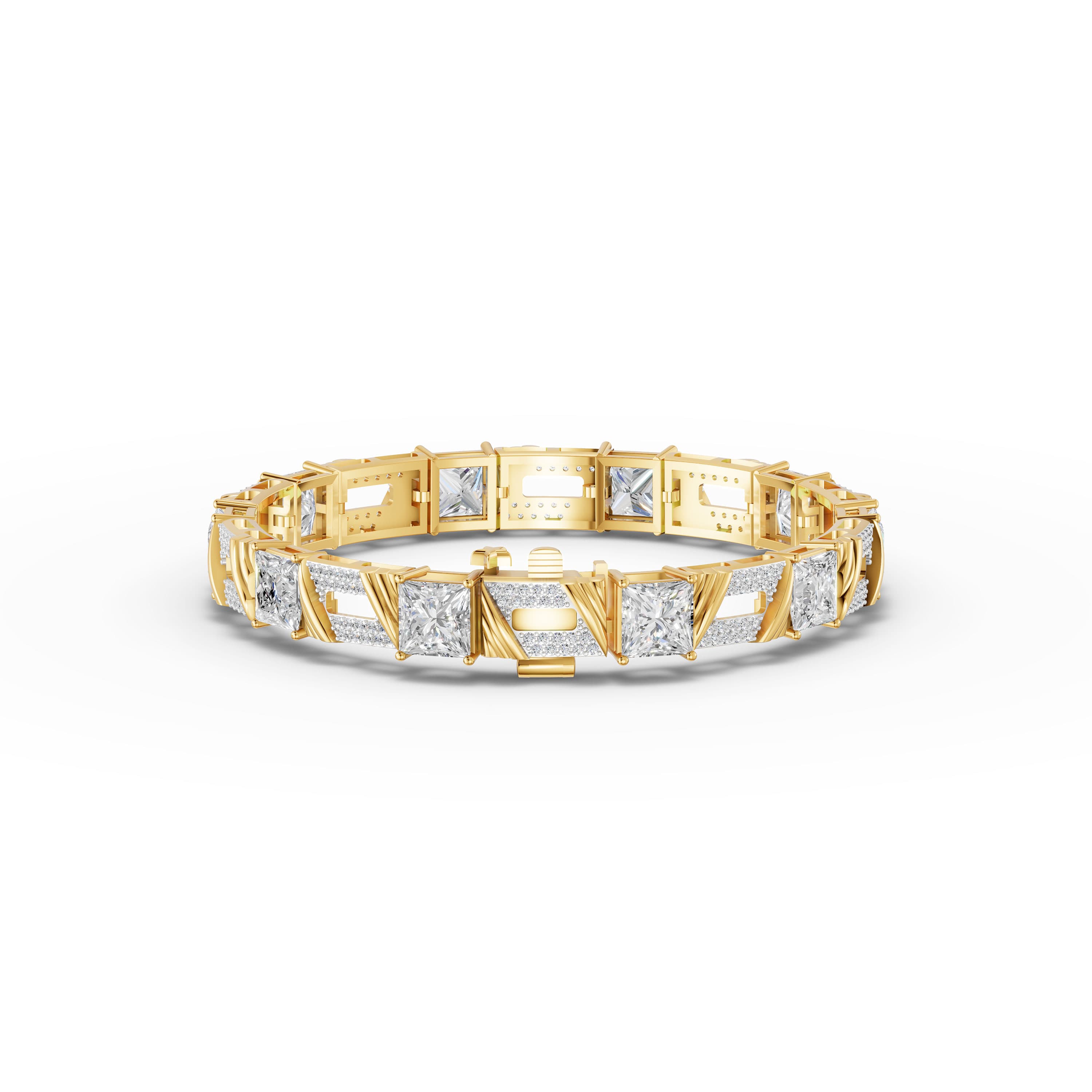 Philippa Princess Link Bracelet in yellow gold with lab grown diamonds, view 4