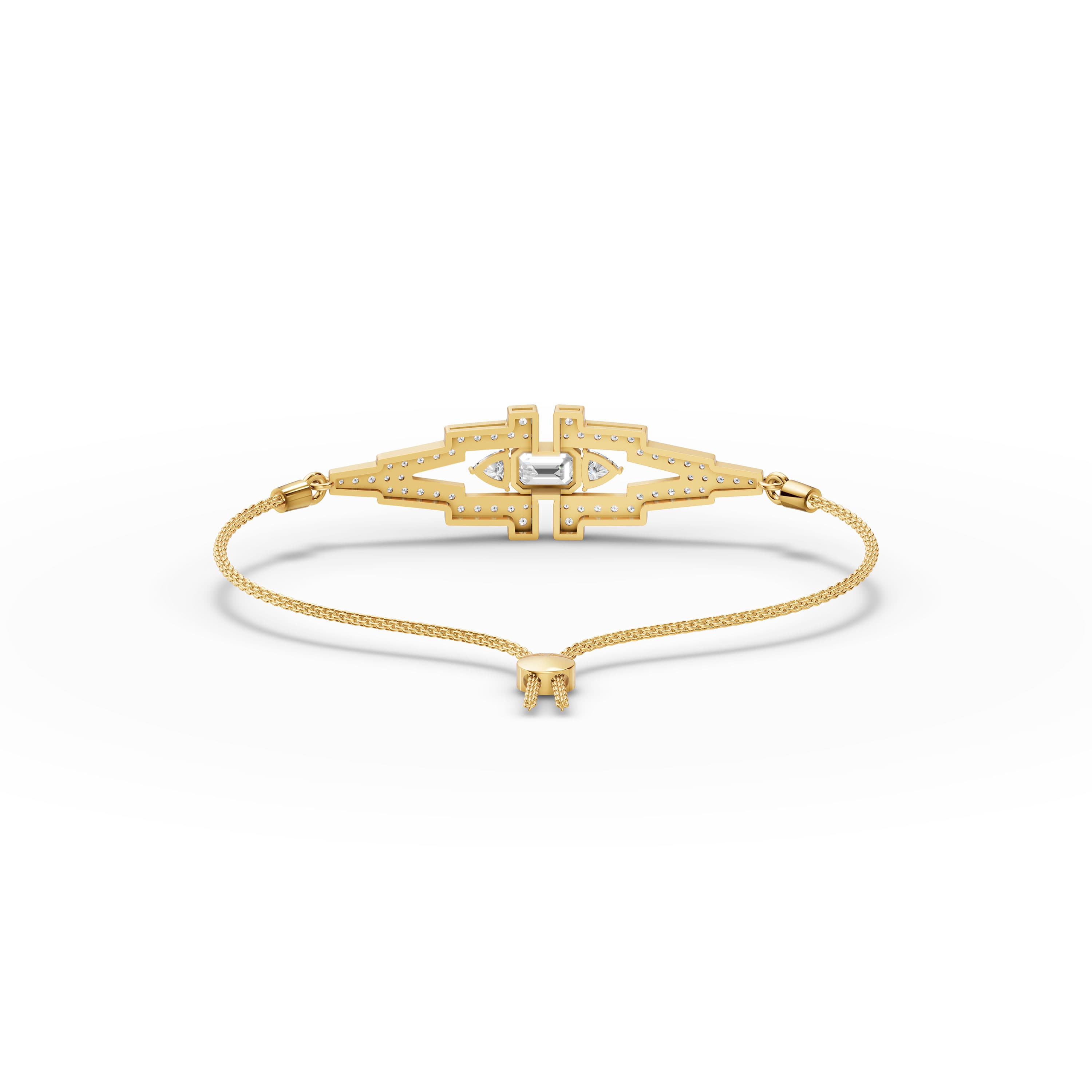 Yolaine Deco Bolo Bracelet in yellow gold with lab grown diamonds, view 4