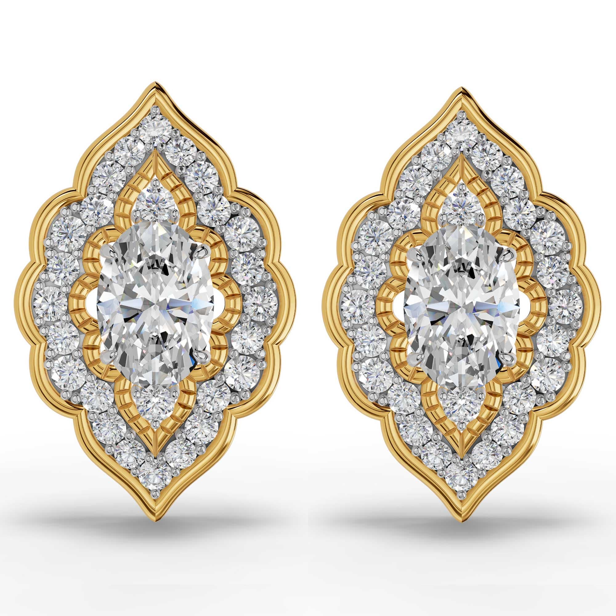 Duet Oval Cluster Earrings