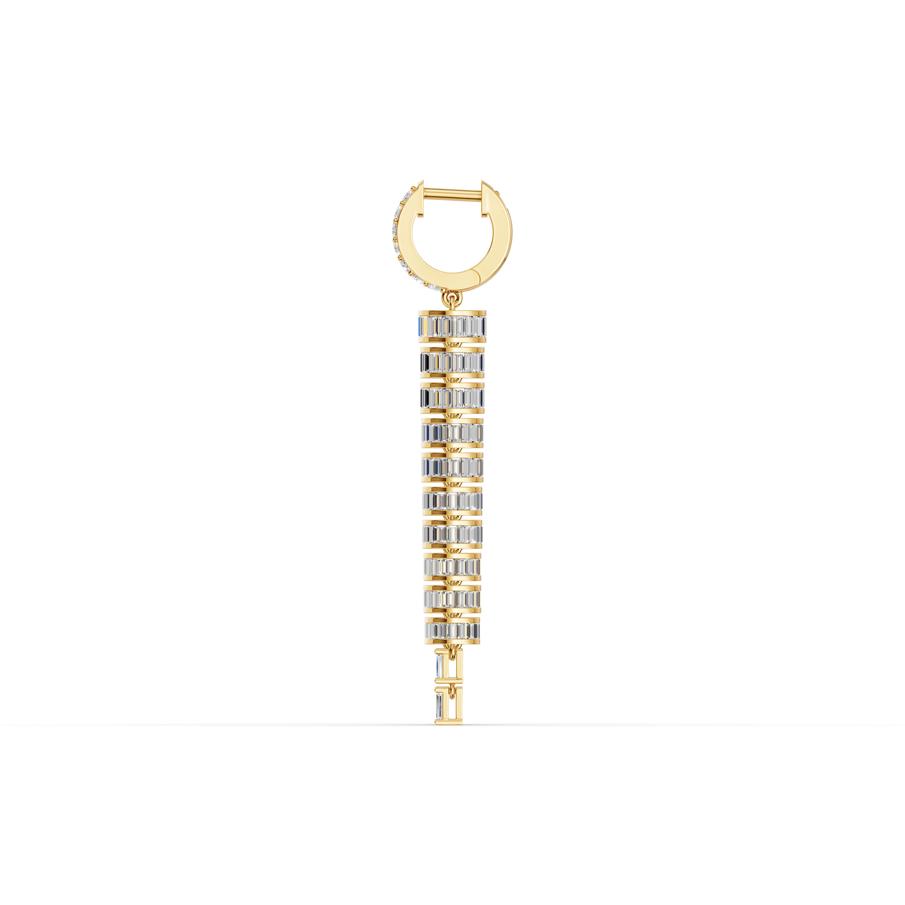 Lunaria Pave Drop Earrings in yellow gold with lab grown diamonds, view 3