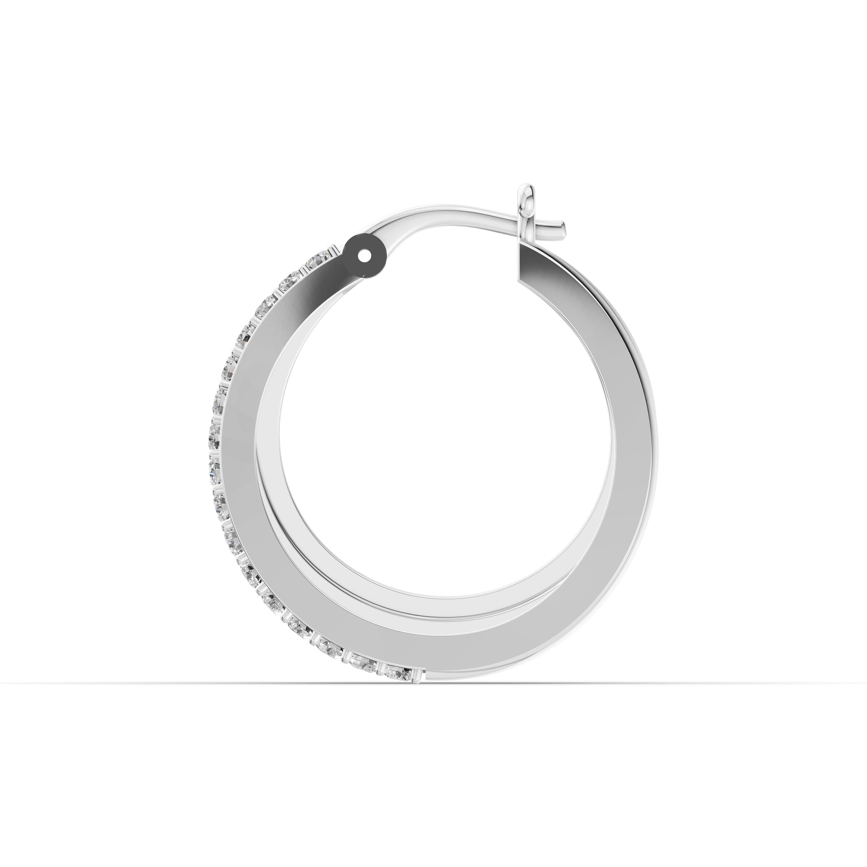 Rosine Double Hoop Earrings in white gold with lab grown diamonds, view 5