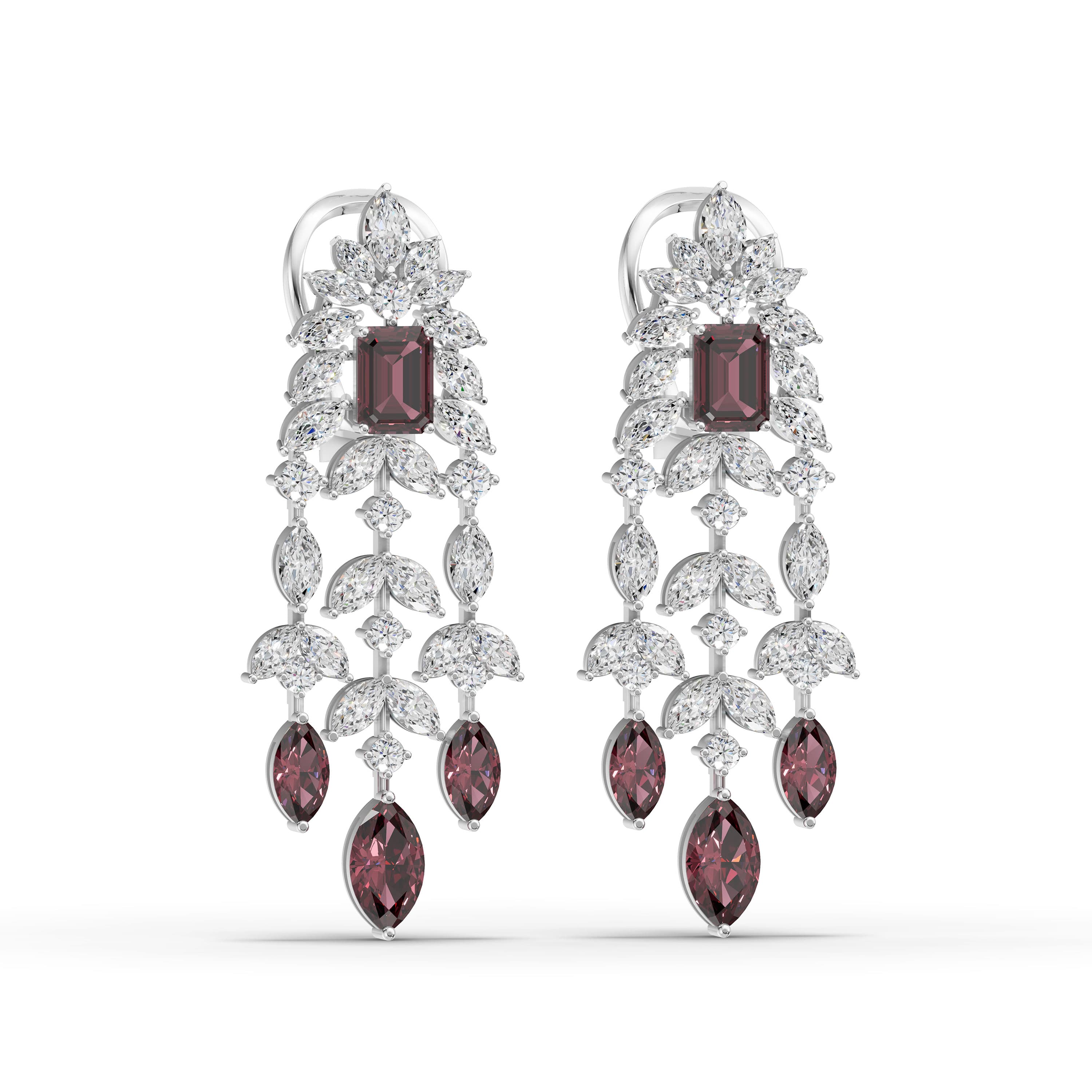 Tarella Ruby Marquise Drop Earrings