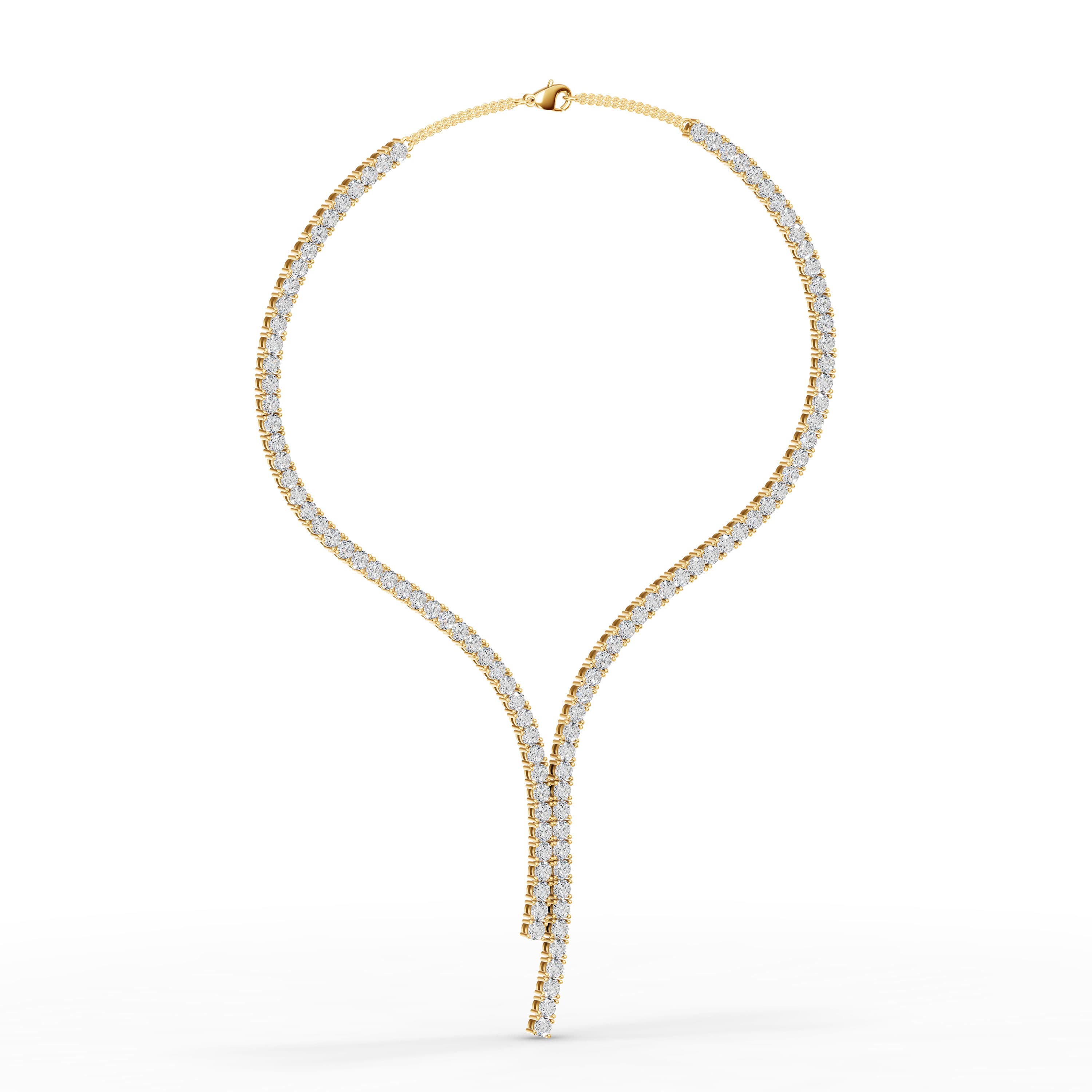 Iver Round Line Necklace in yellow gold with lab grown diamonds, view 3
