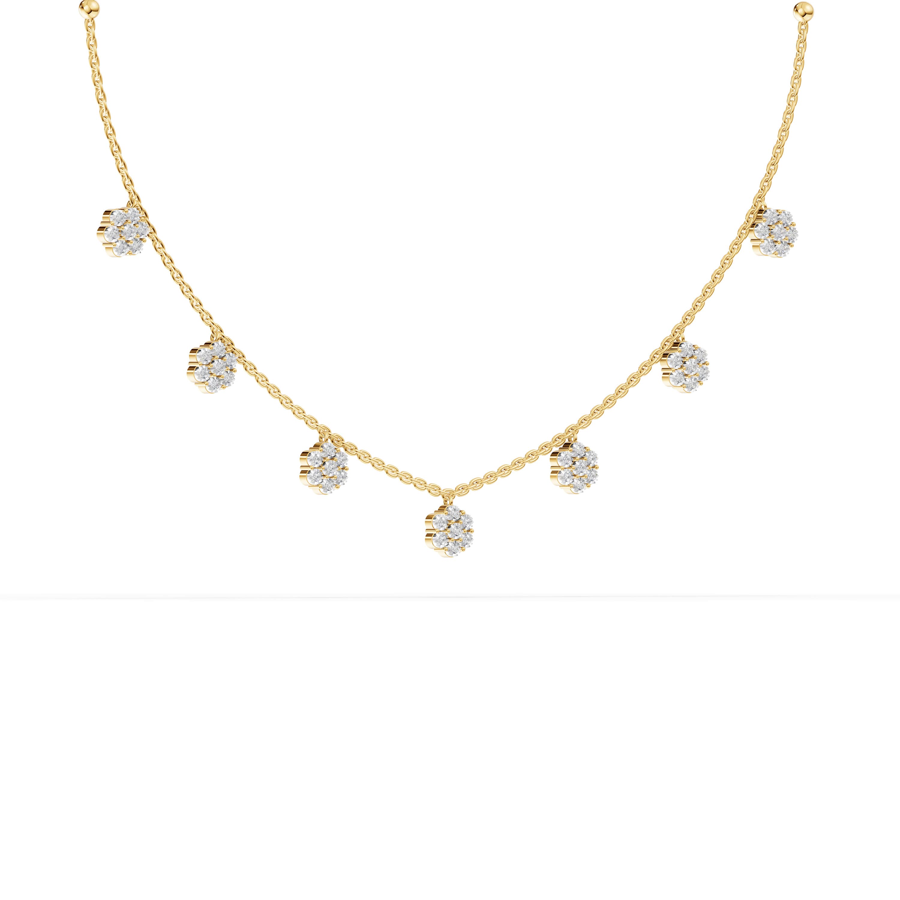 Camille Round Pave Necklace in yellow gold with lab grown diamonds, view 3