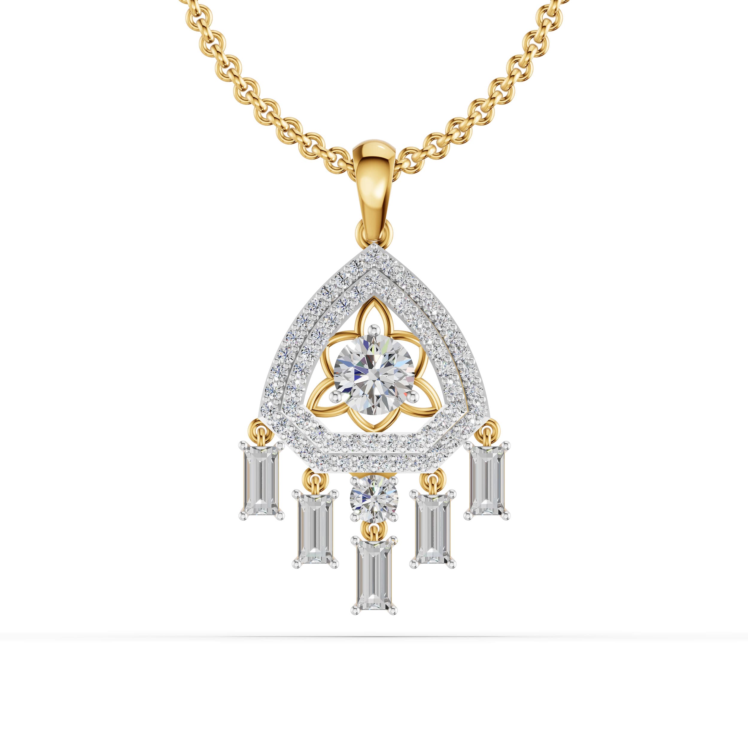 Folio Baguette Cluster Pendant