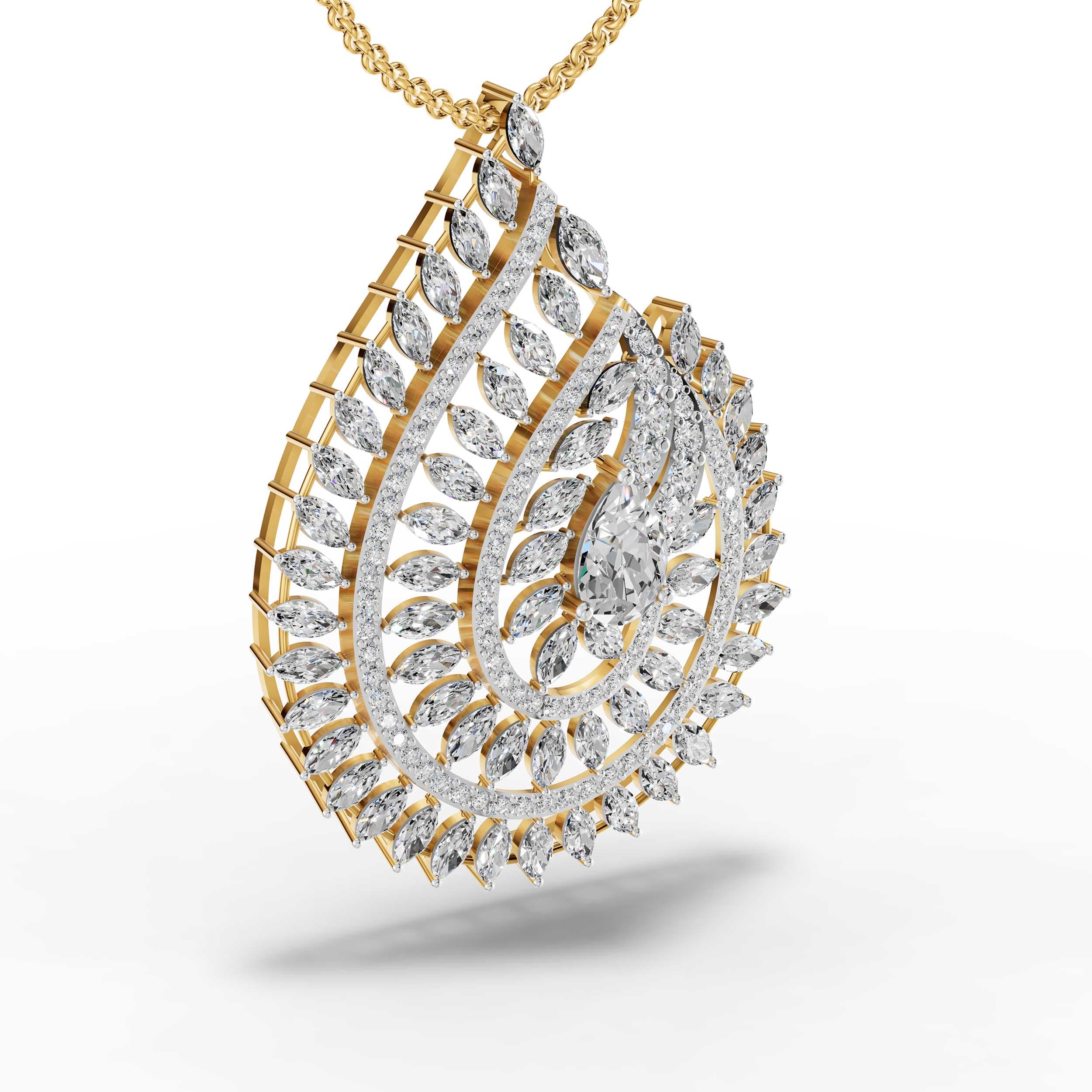 Cedilla Marquise-Pear Cluster Pendant