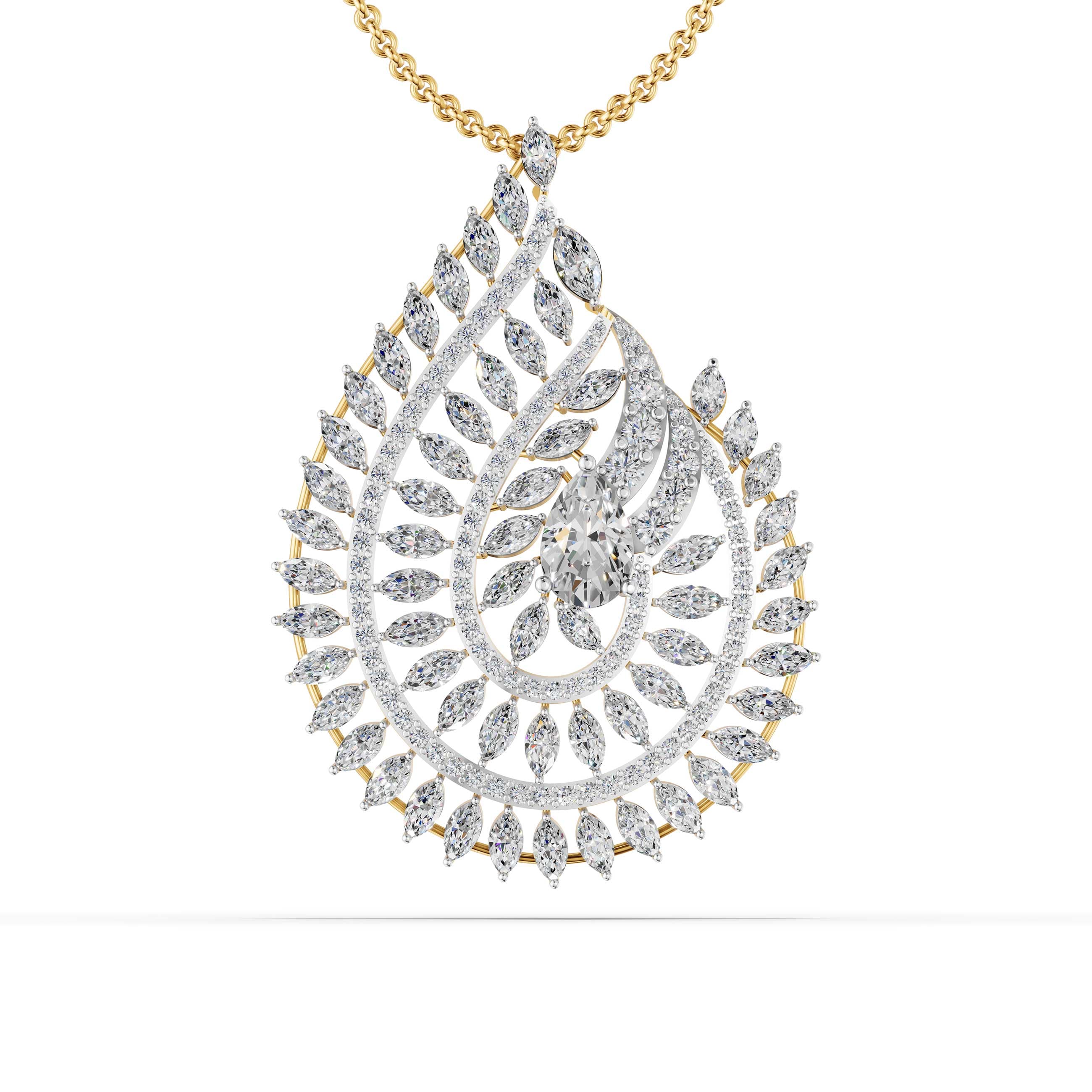 Cedilla Marquise-Pear Cluster Pendant