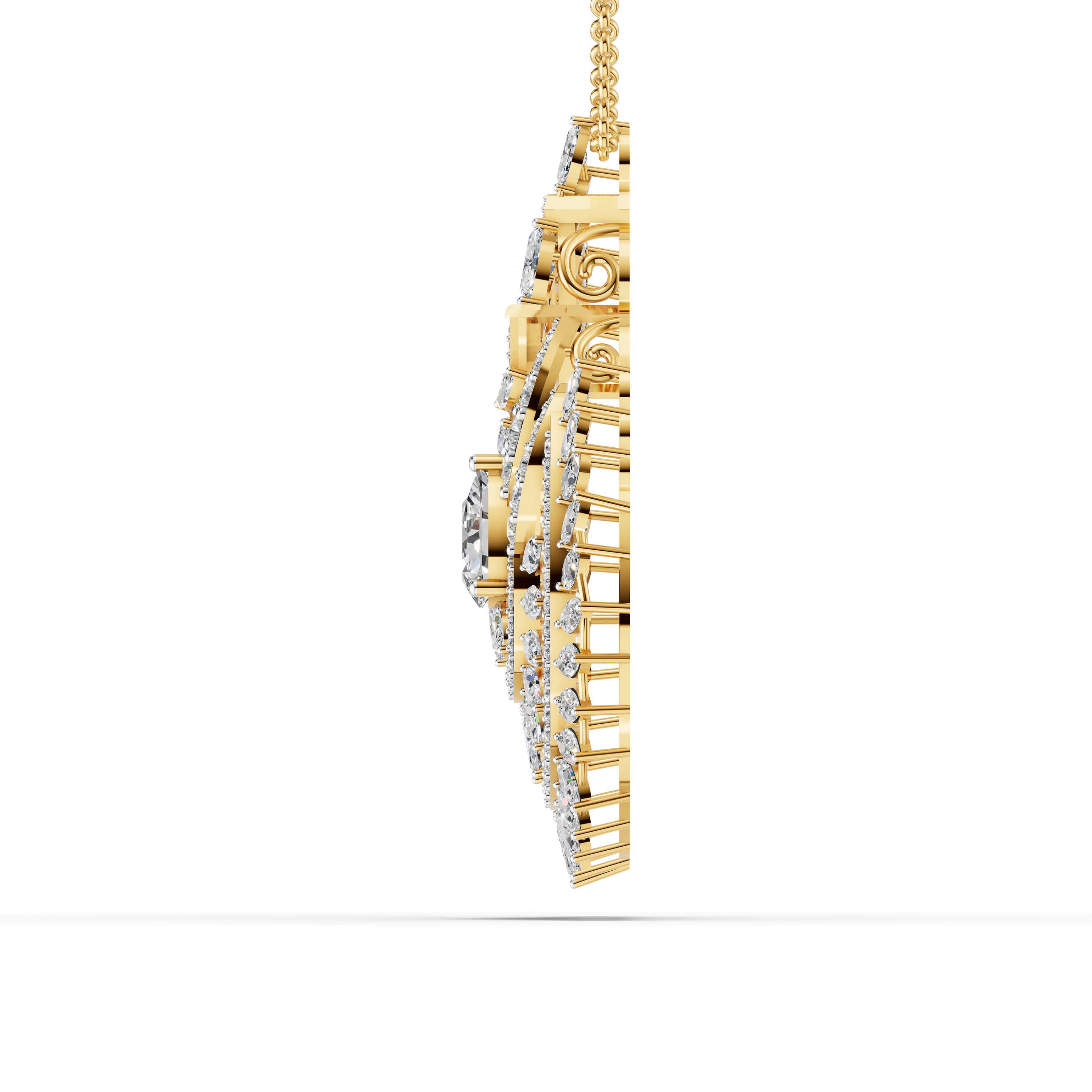 Cedilla Marquise-Pear Cluster Pendant