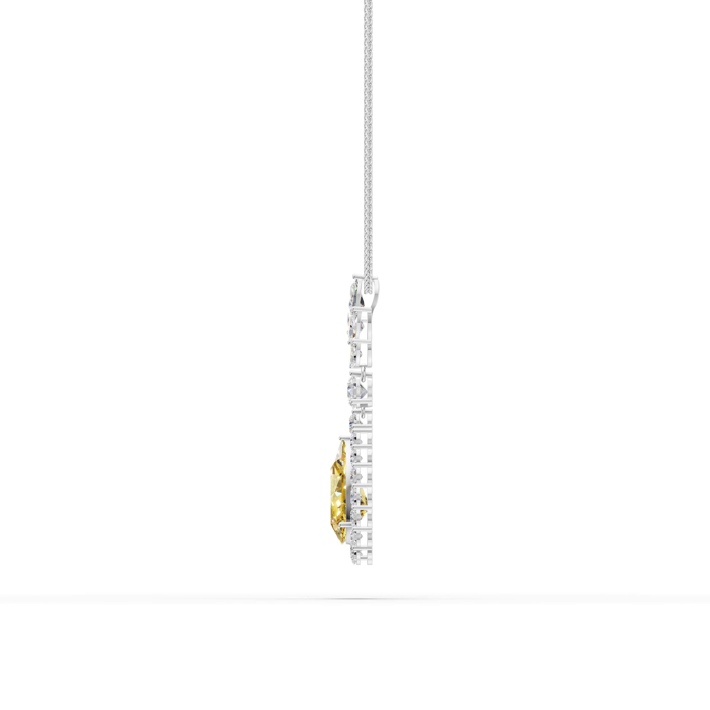 Yvaine Pear Statement Pendant in white gold with lab grown diamonds and yellow lab grown diamond, view 4