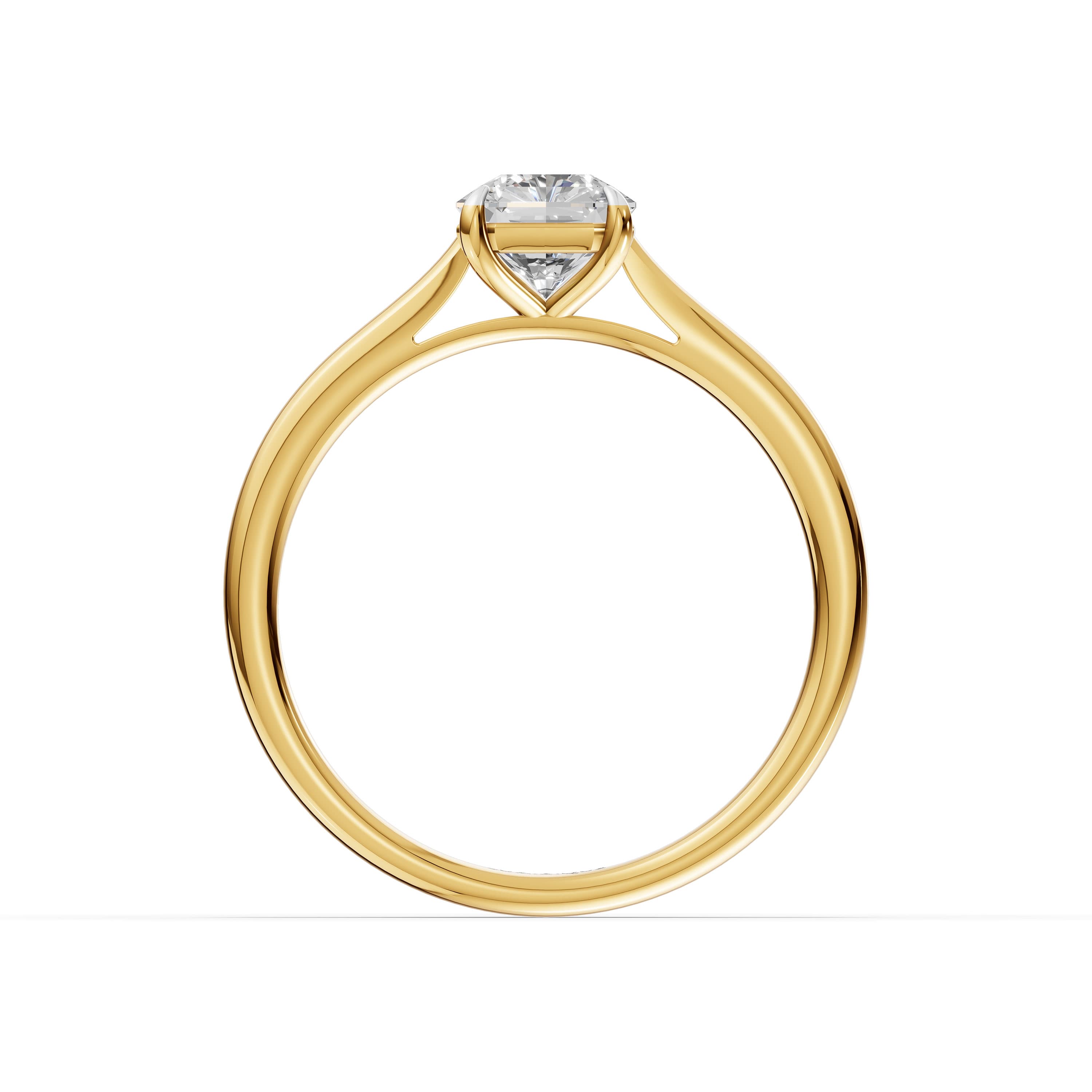 N°01 Asscher Solitaire Ring in yellow gold with lab grown diamonds, view 4