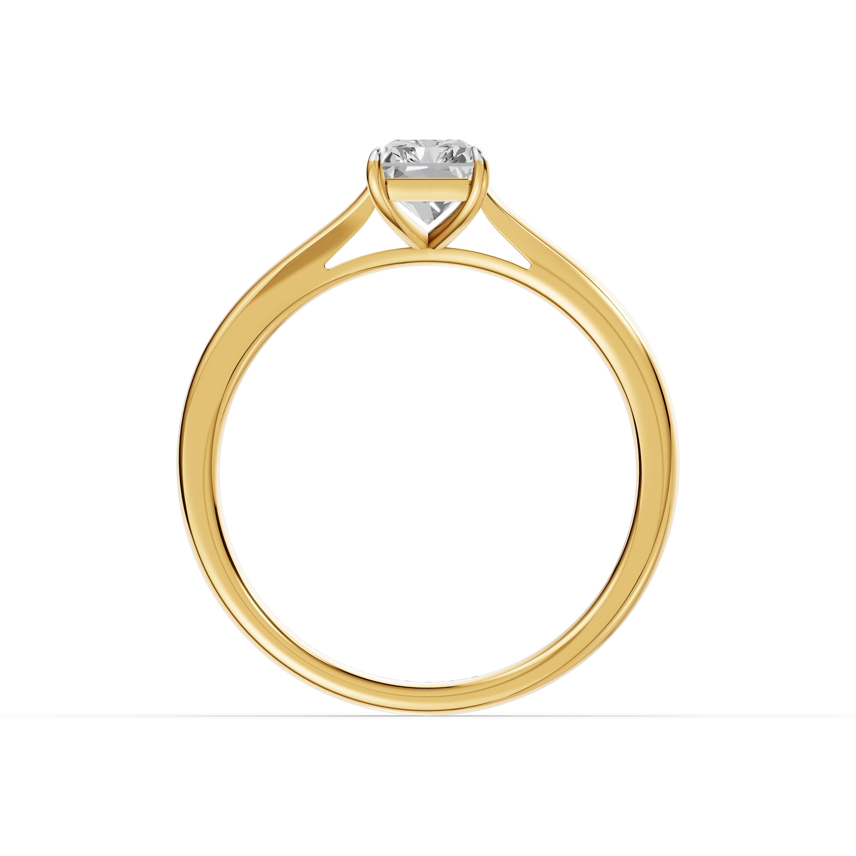 N°02 Emerald Cut Solitaire Ring in yellow gold with lab grown diamonds, view 4