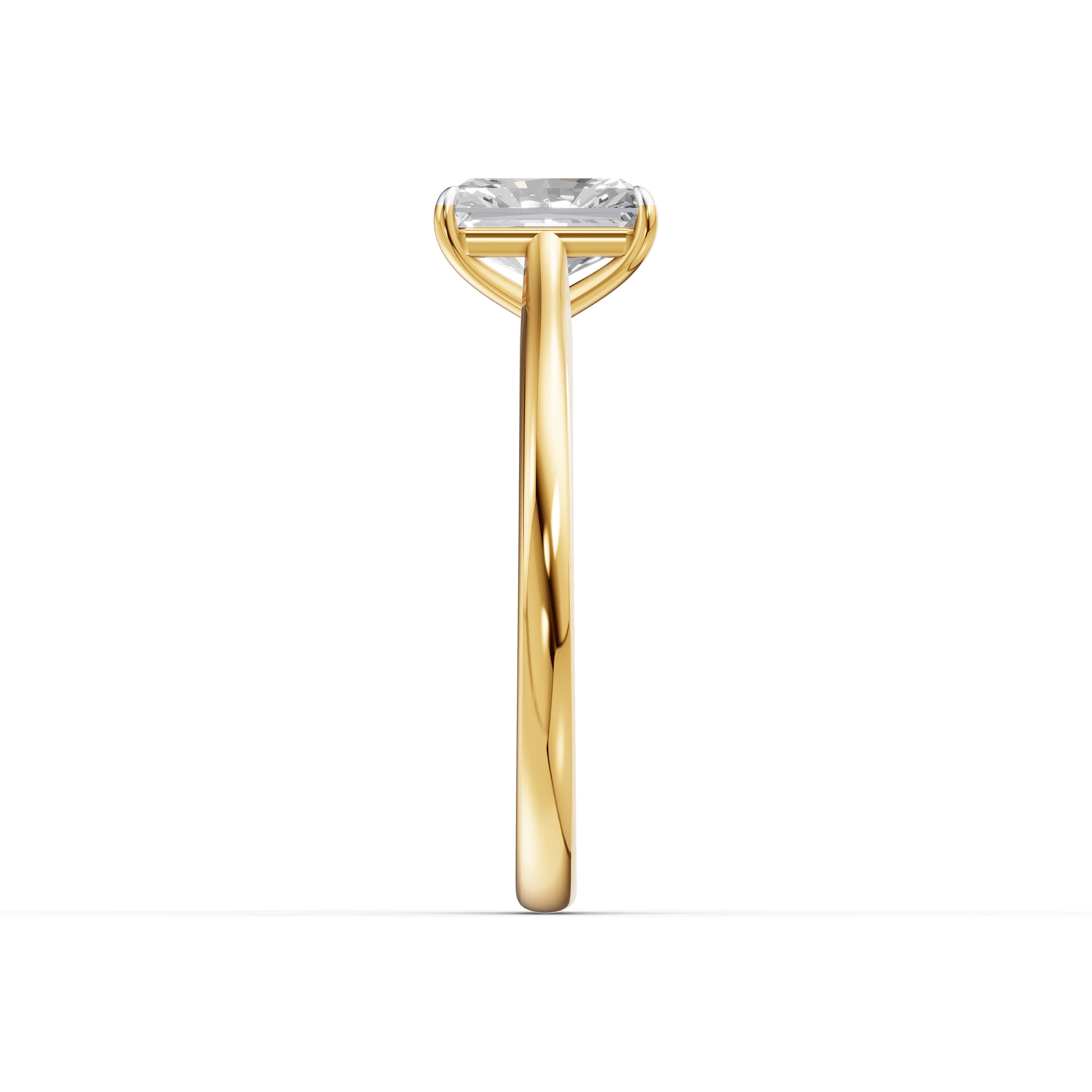 N°02 Emerald Cut Solitaire Ring in yellow gold with lab grown diamonds, view 5