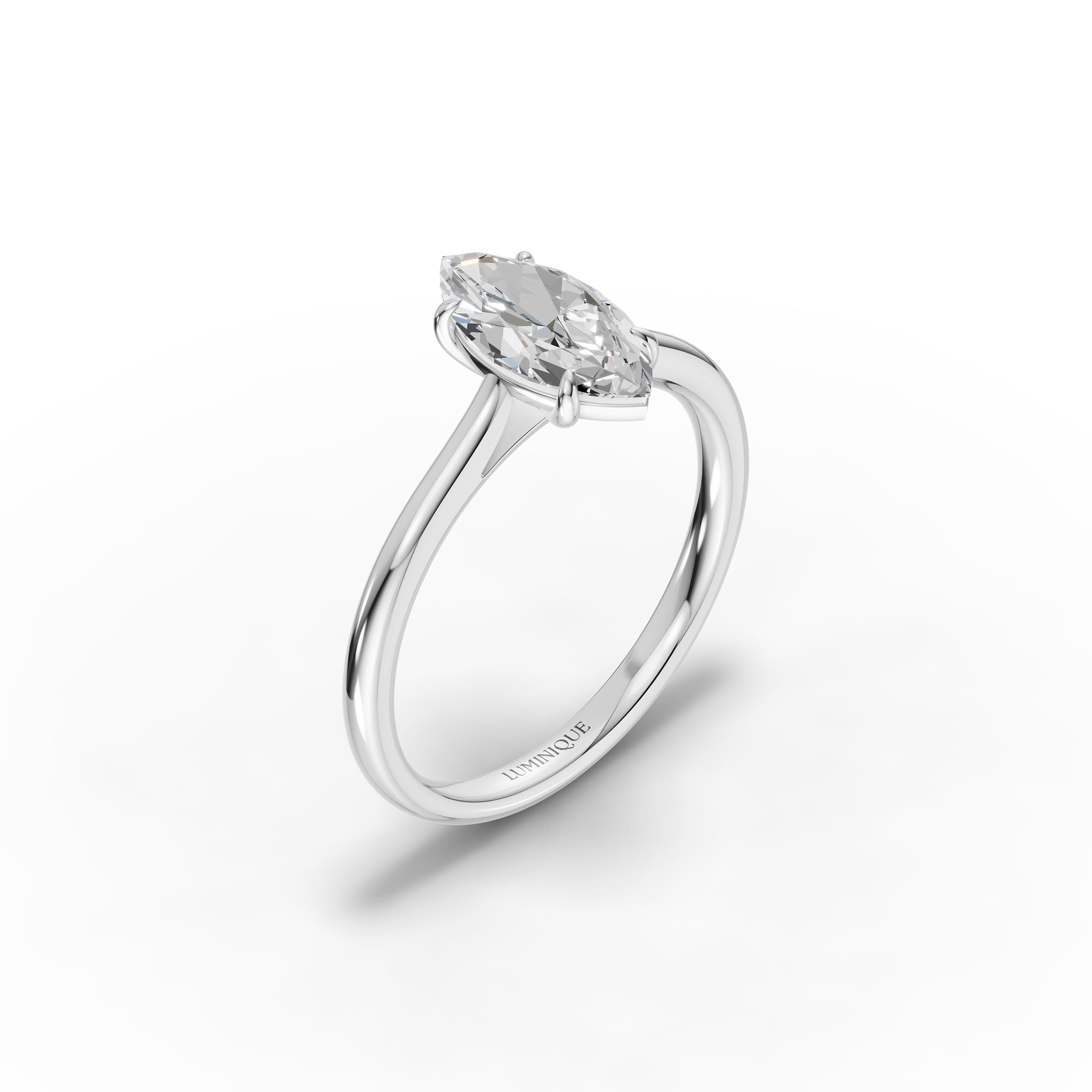 N°03 Marquise Solitaire Ring in white gold with lab grown diamonds, view 3