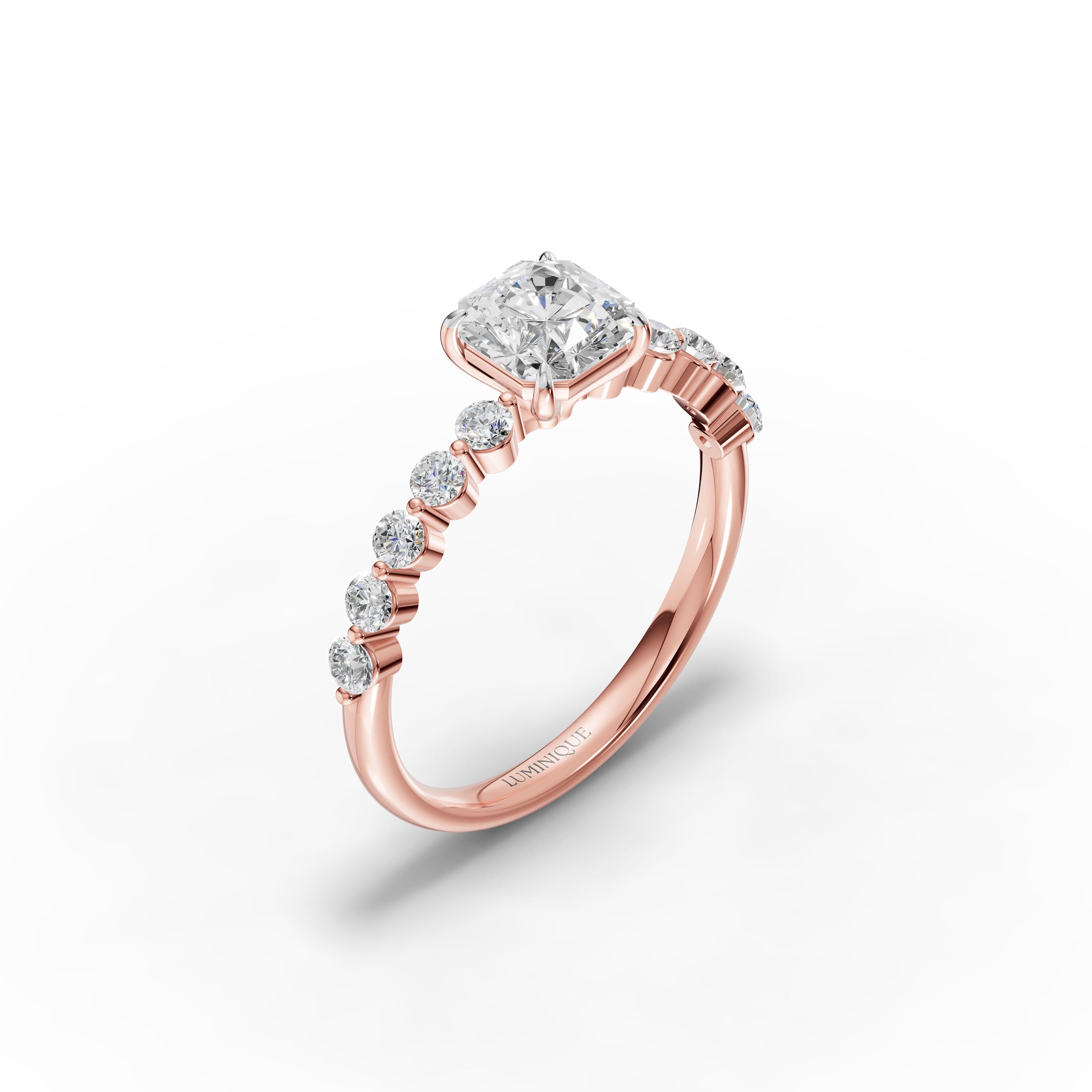Coast Asscher Ring in rose gold with lab grown diamonds, view 3