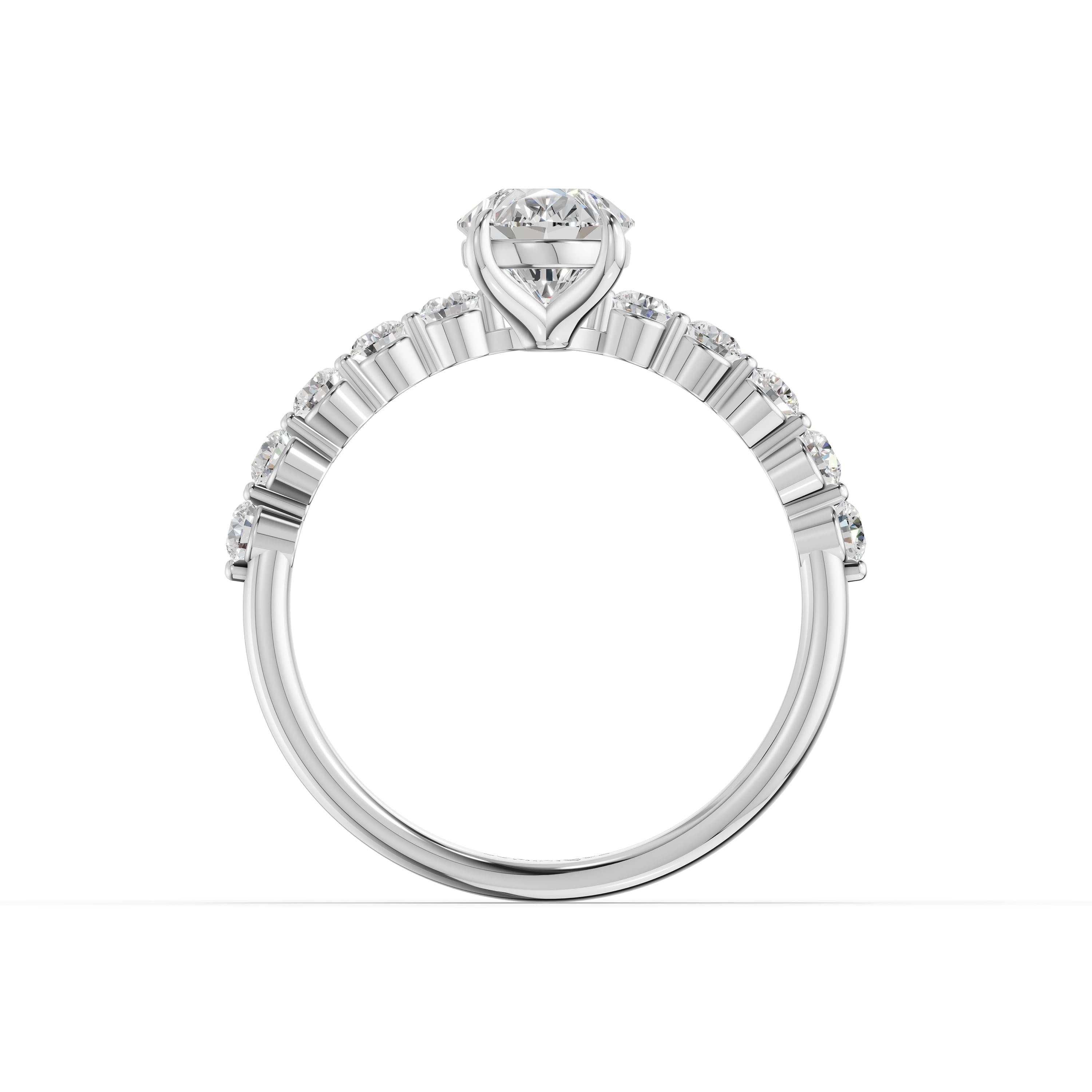 Bloom Pear Halo Ring in white gold with lab grown diamonds, view 4