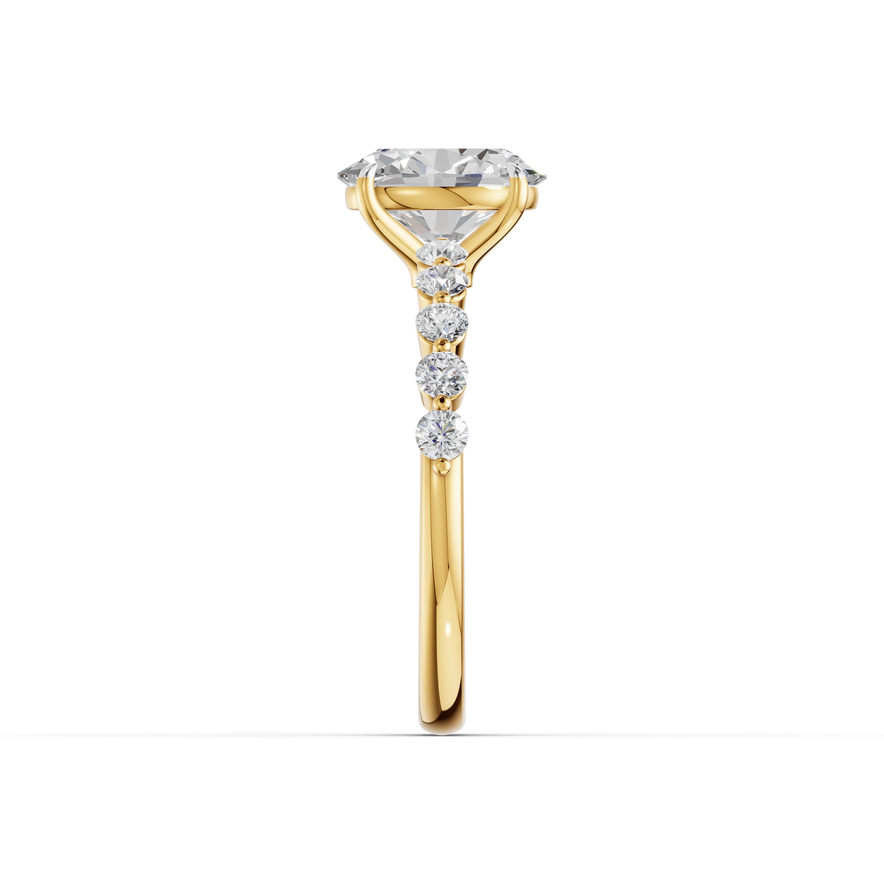 Glow Oval Halo Ring in yellow gold with lab grown diamonds, view 5